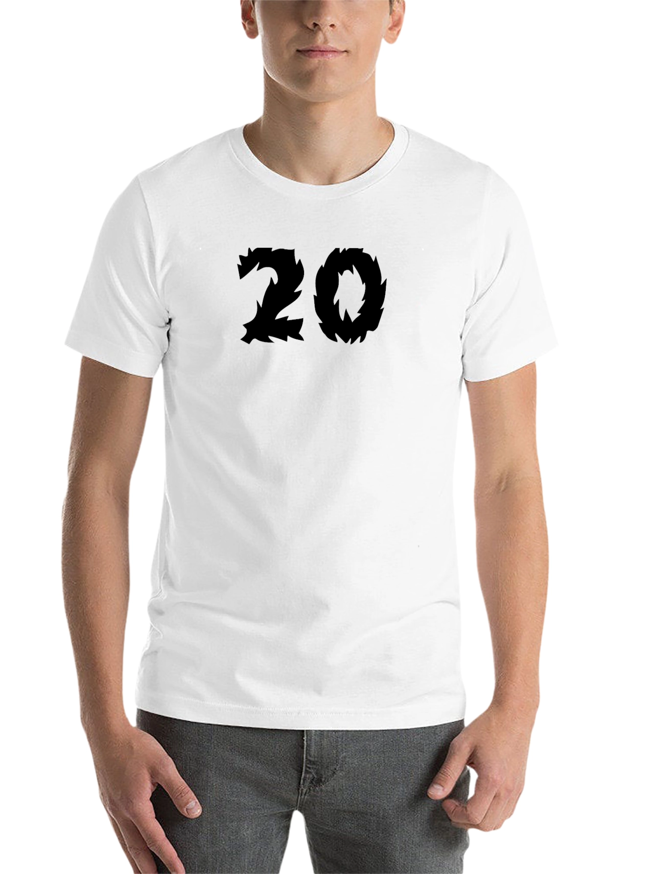 Black Edgy Number 20 Graphic Tee - Black Cotton Blend view 14