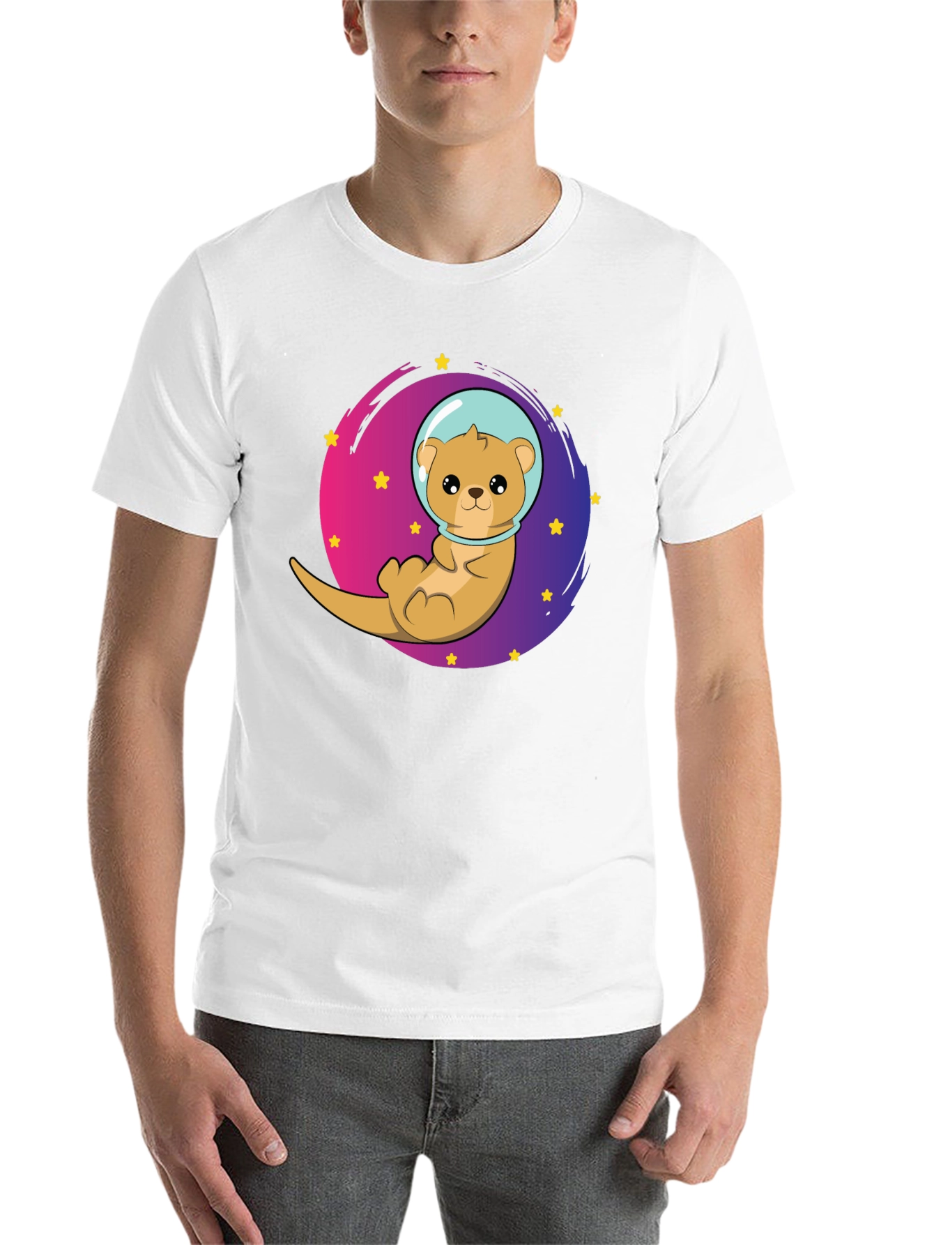 Black Space Otter T-Shirt - Galaxy Cute Tee view 14
