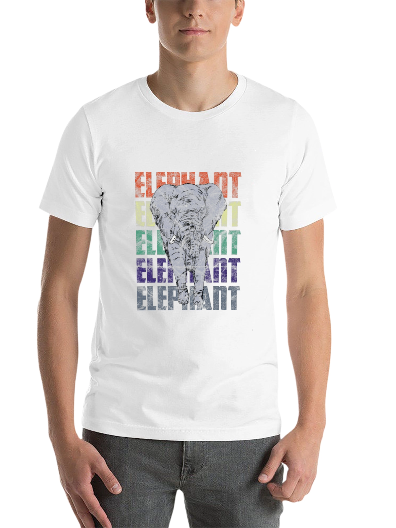 Black Retro Elephant Graphic Print T-Shirt view 14