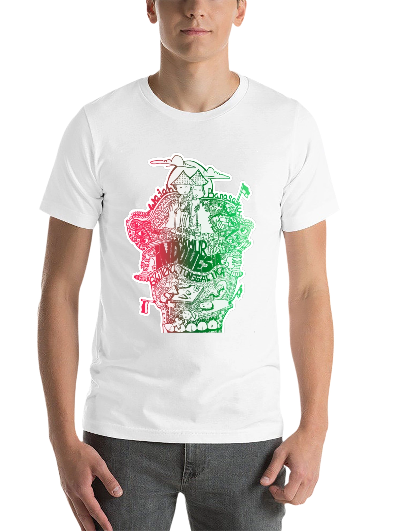 Black Indonesia Doodle Art Black T-Shirt view 14