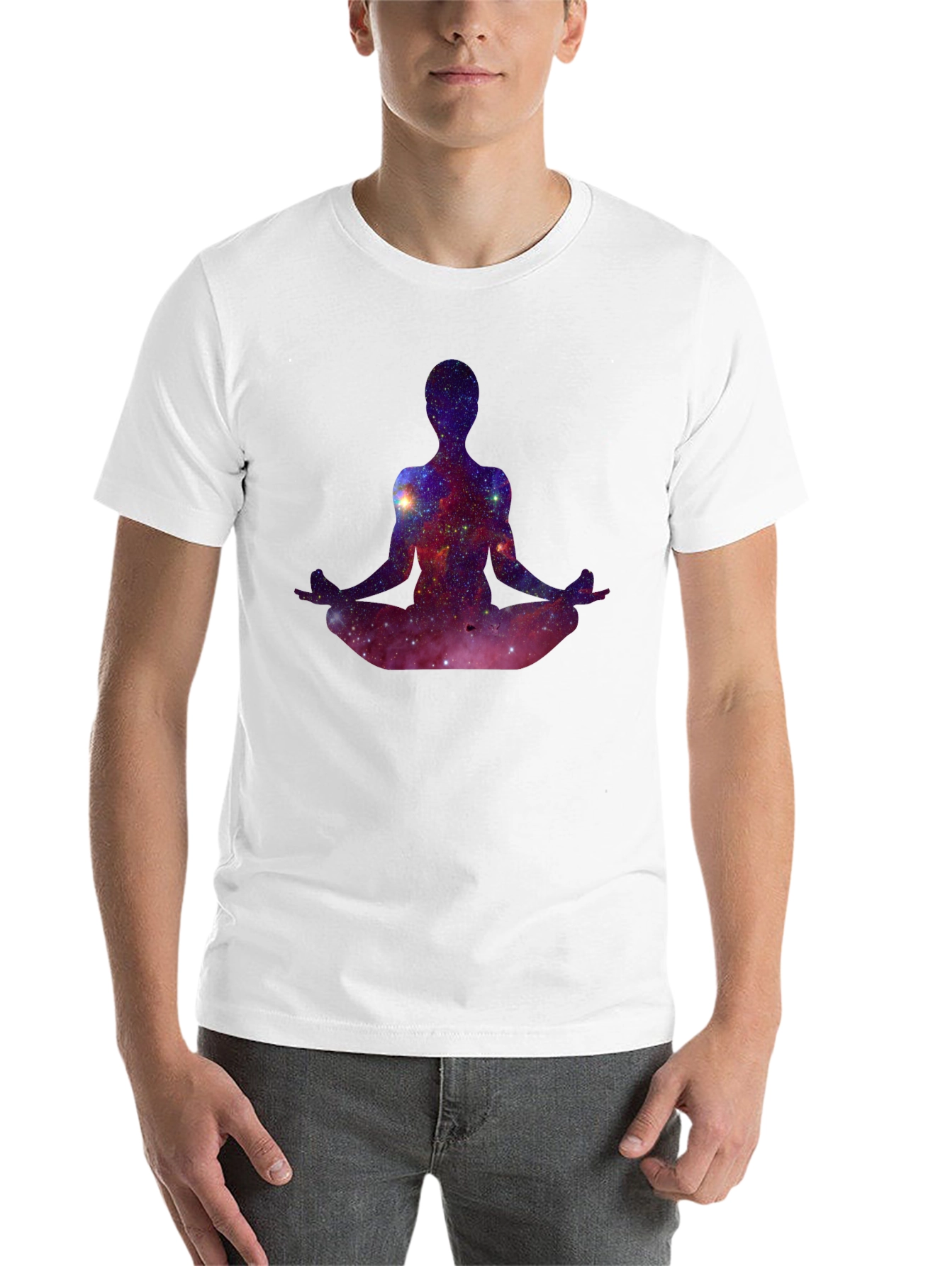 Black Cosmic Meditation T-Shirt - Galaxy Yoga Tee view 14