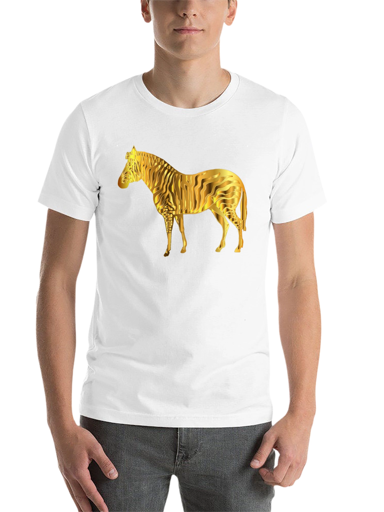 Black Golden Zebra Graphic Black T-Shirt view 14