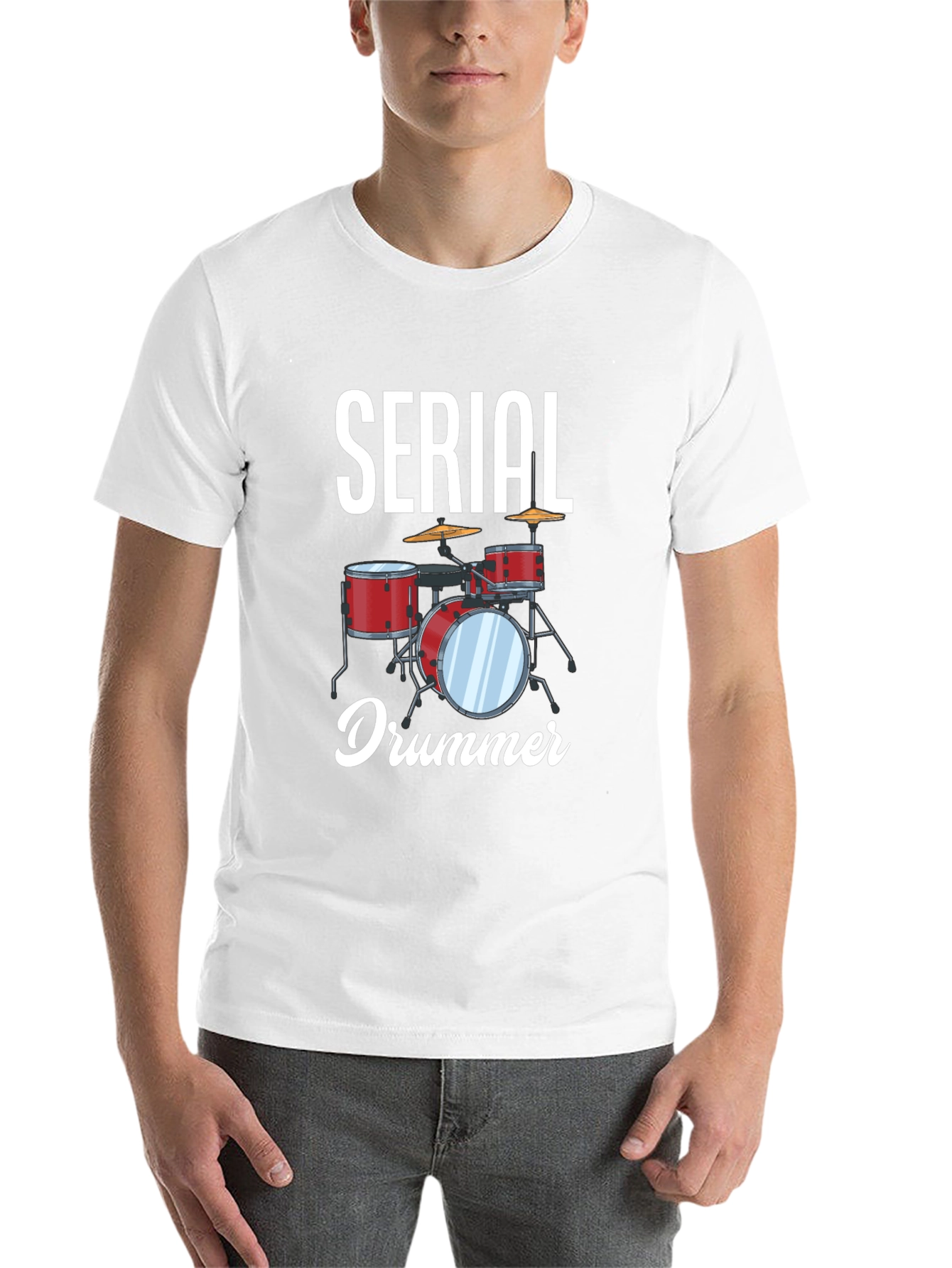 Black Serial Drummer Graphic Tee - Black Cotton T-Shirt view 14