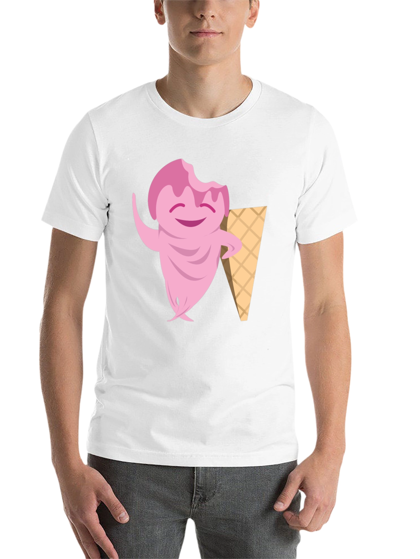 Black Ice Cream Character Black T-Shirt view 14