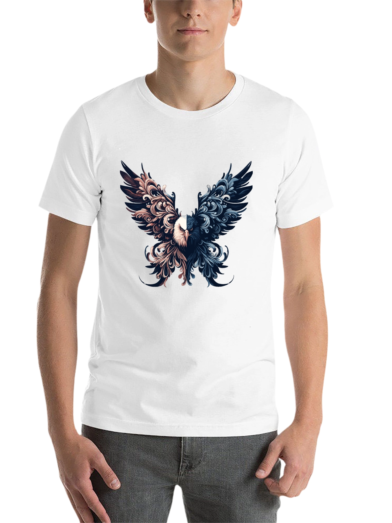 Black Artistic Eagle Graphic Print Tee view 14