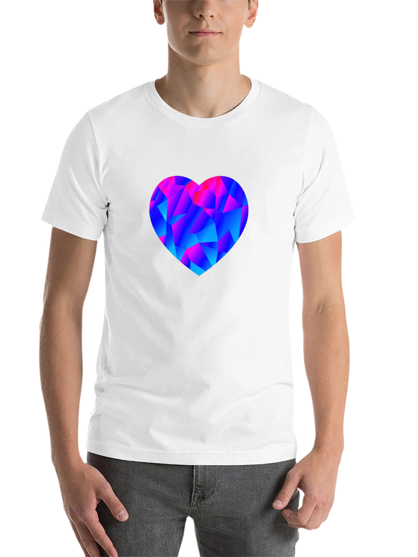 Black Geometric Heart Print Black T-Shirt view 14
