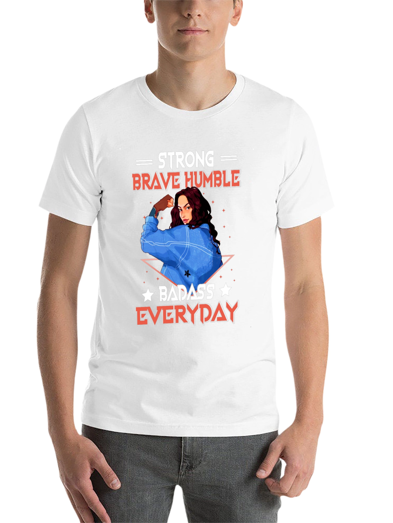 Black Strong Brave Humble Graphic T-Shirt view 14