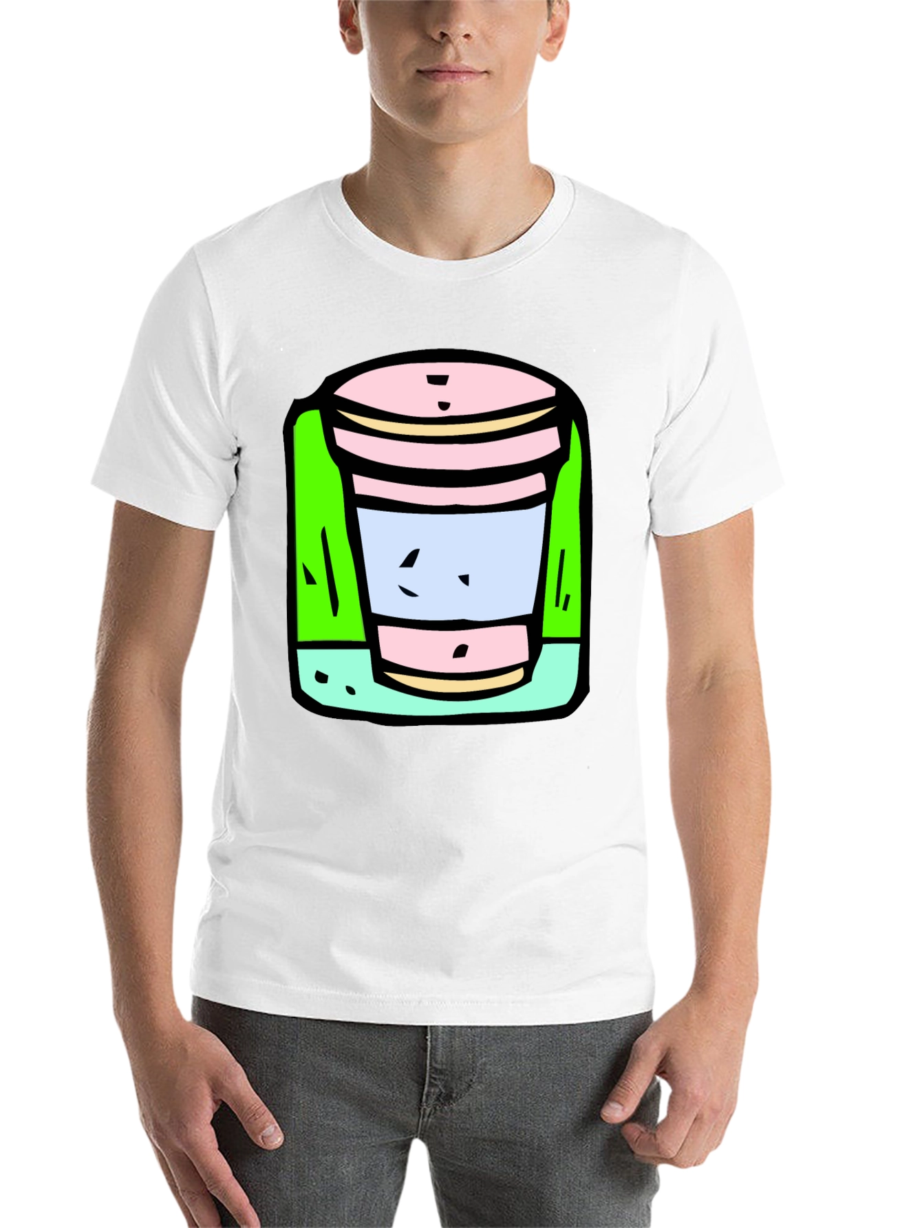 Black Cartoon Cup T-Shirt: Fun, Unique Graphic Tee view 14