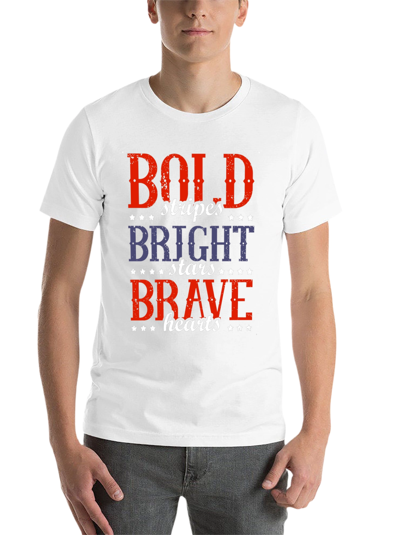 Black Bold Stripes, Bright Stars, Brave Hearts T-Shirt view 14