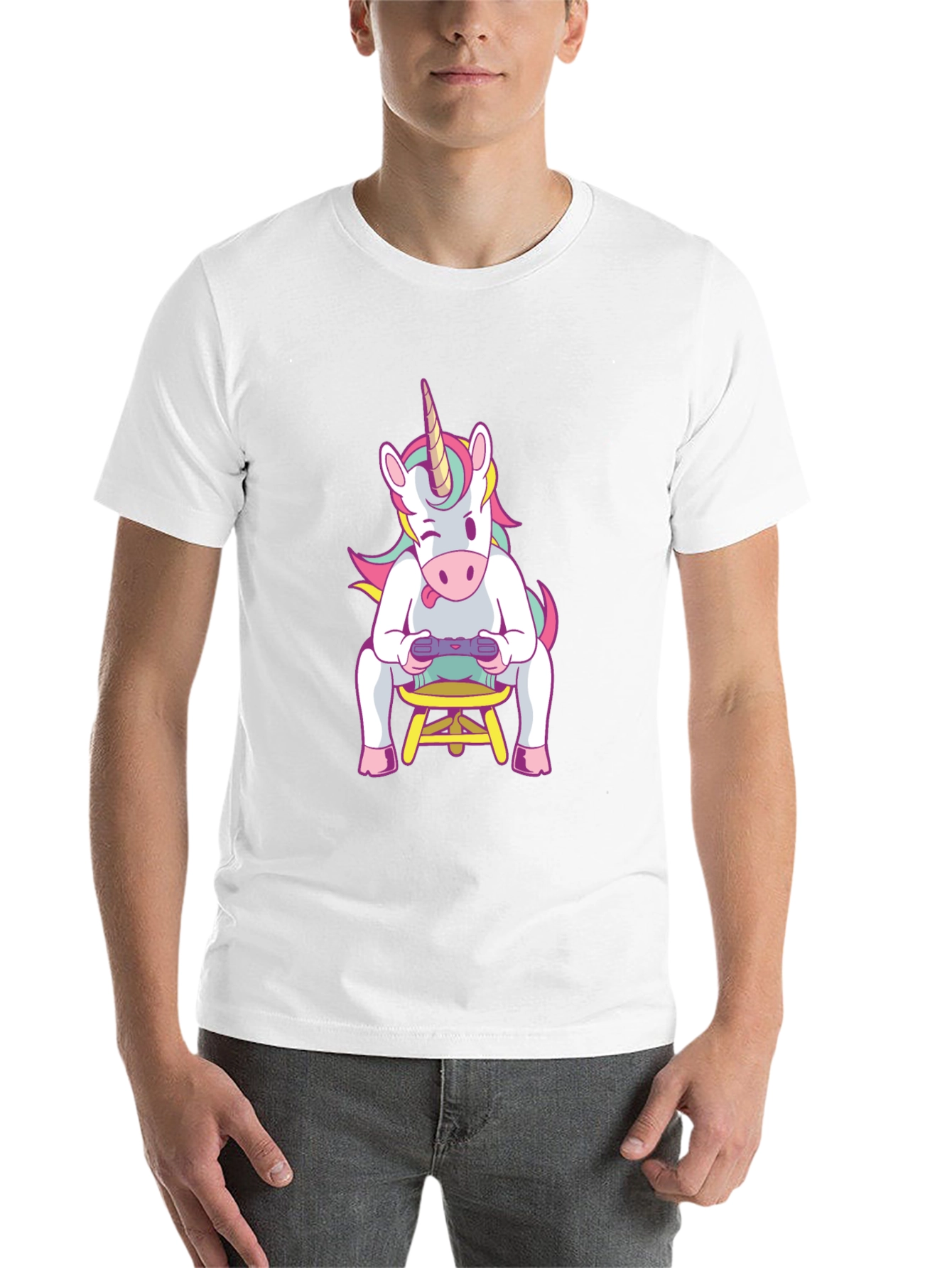 Black Unicorn Gamer T-Shirt - Black Cotton Tee view 14
