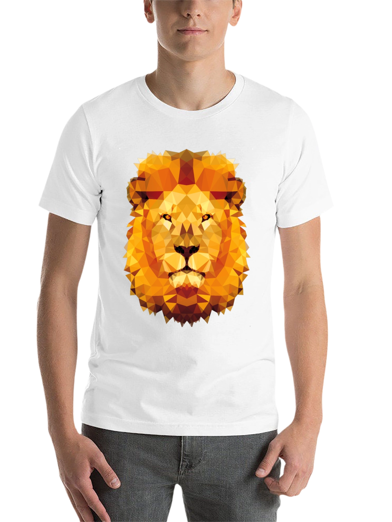 Black Geometric Lion Graphic Tee - Modern Style view 14