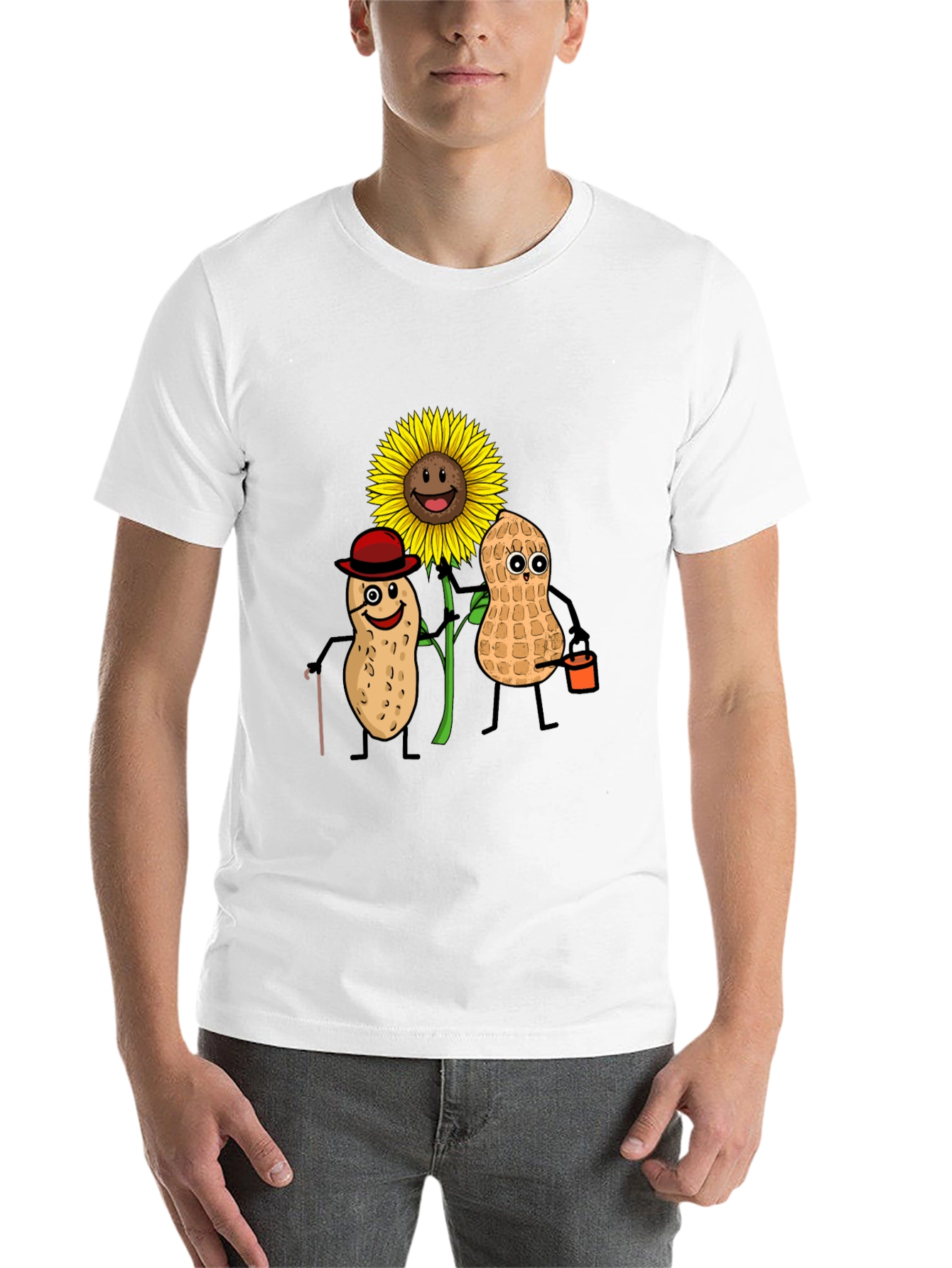 Black Funny Peanut Sunflower Graphic T-Shirt view 14