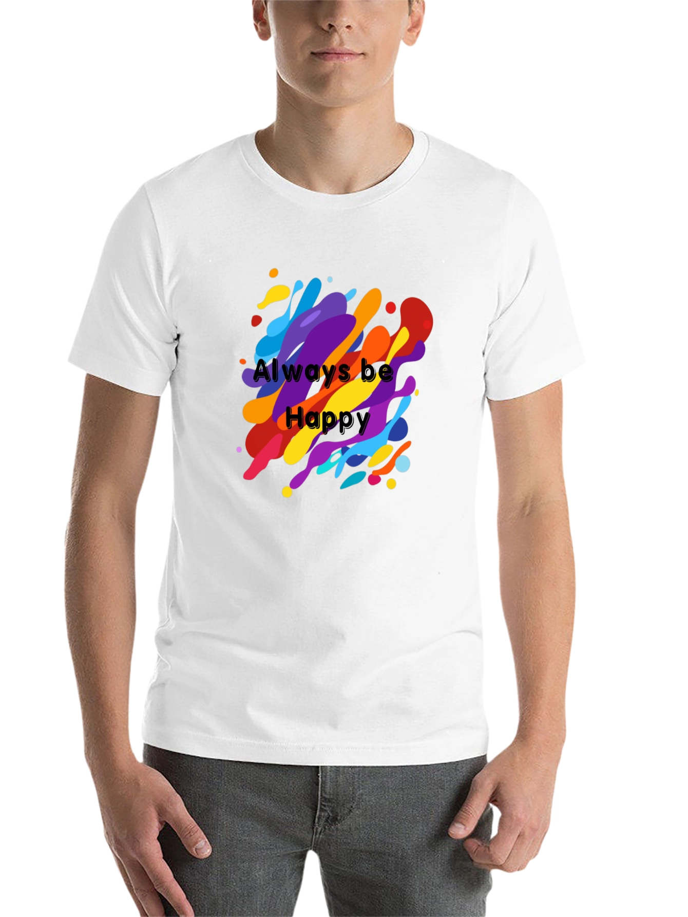 Black Always Be Happy Graphic Tee - Vibrant Color Splash view 14