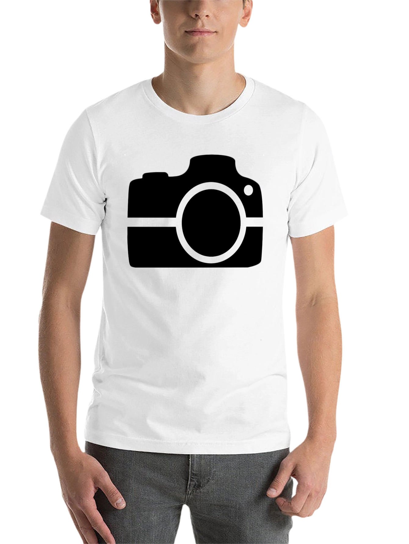 Black Camera Graphic Tee - Black Cotton Casual Wear view 14