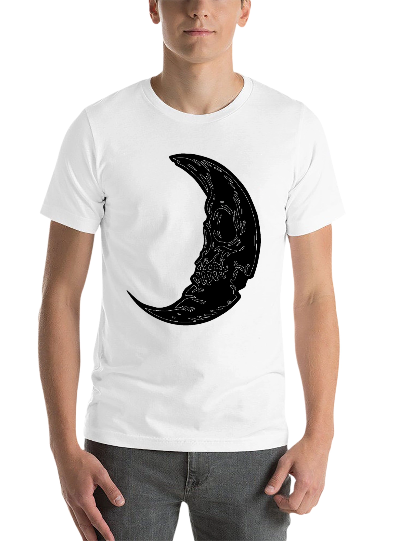 Black Skull Moon Graphic Tee - Men's Black T-Shirt view 14