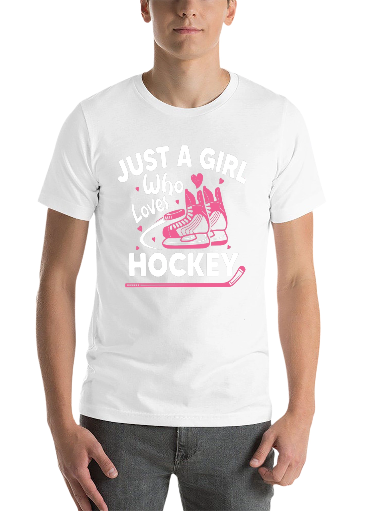 Black Just a Girl Who Loves Hockey T-Shirt view 14
