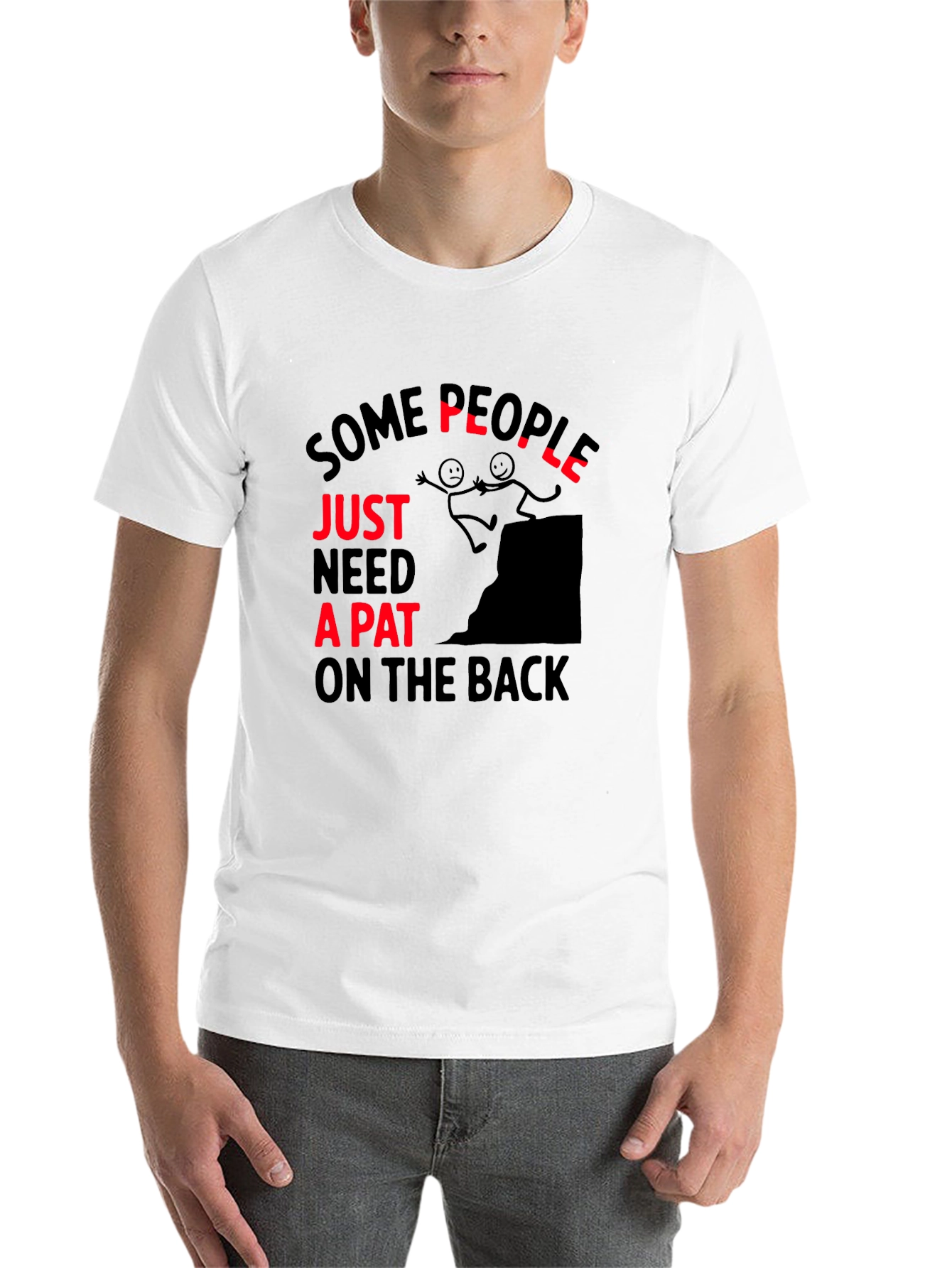 Black Funny "Pat on the Back" Graphic T-Shirt view 14