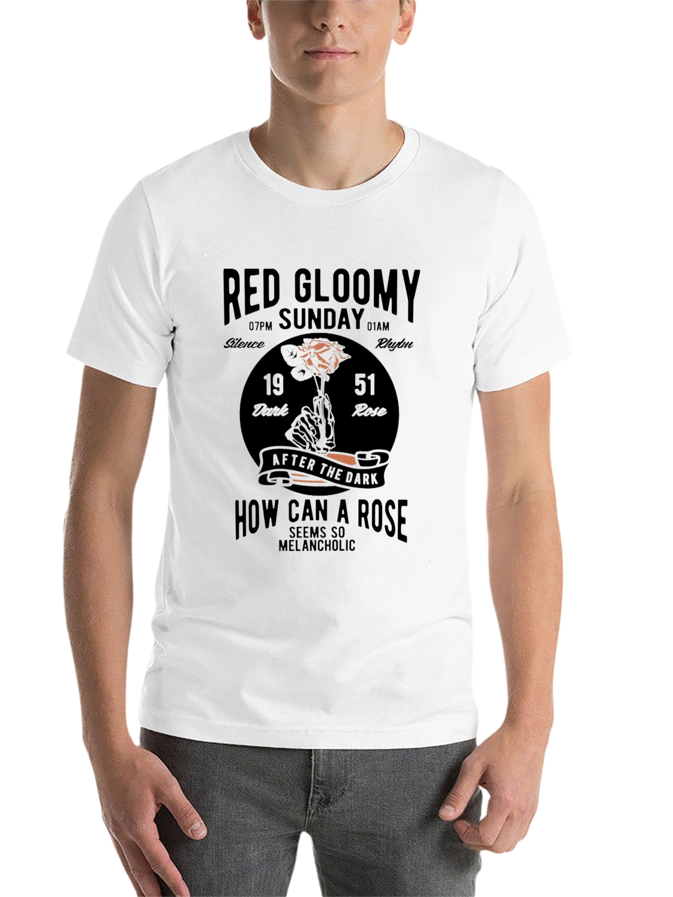 Black Red Gloomy Sunday Graphic T-Shirt view 14