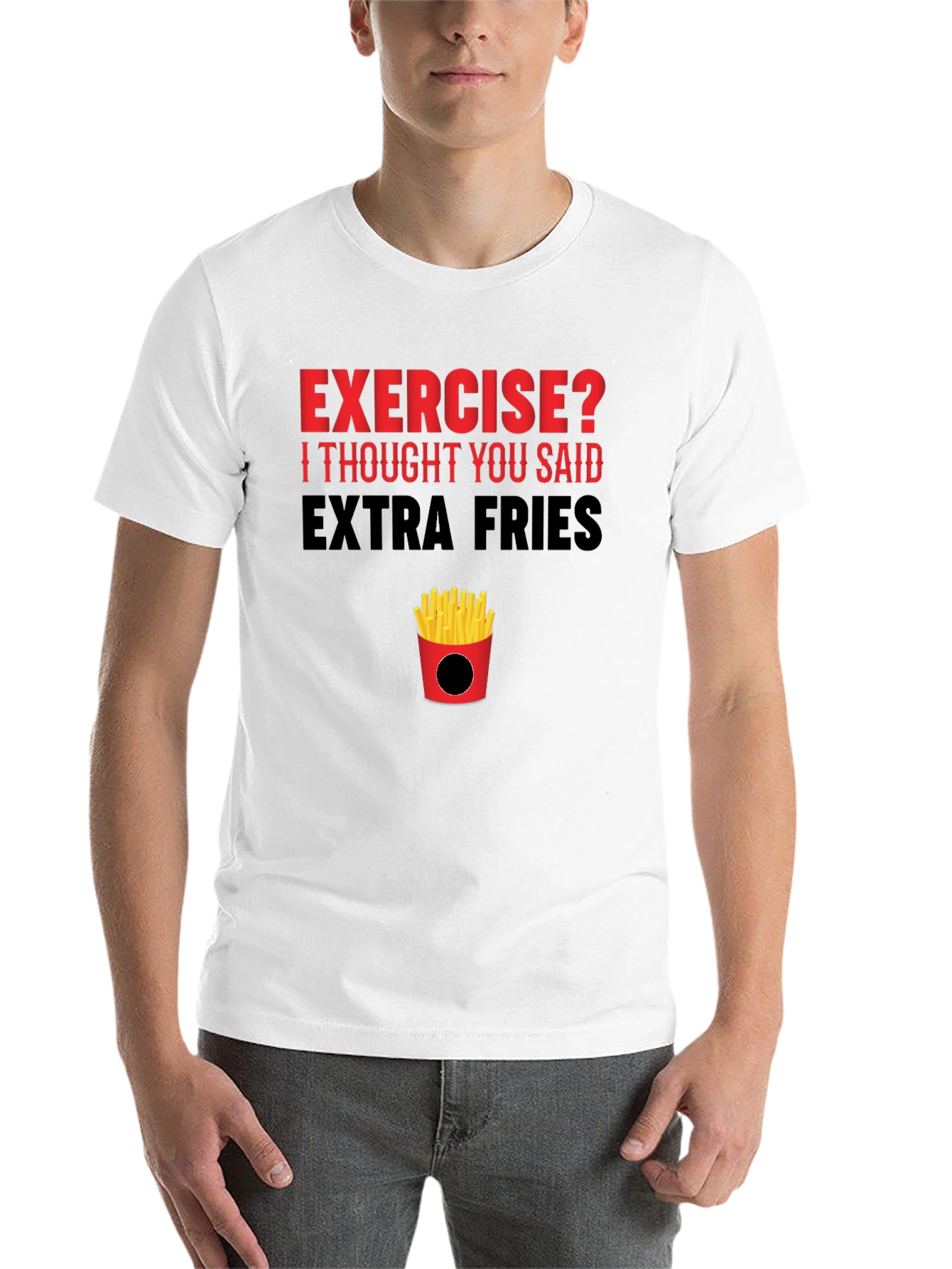 Black Exercise? Extra Fries T-Shirt view 14