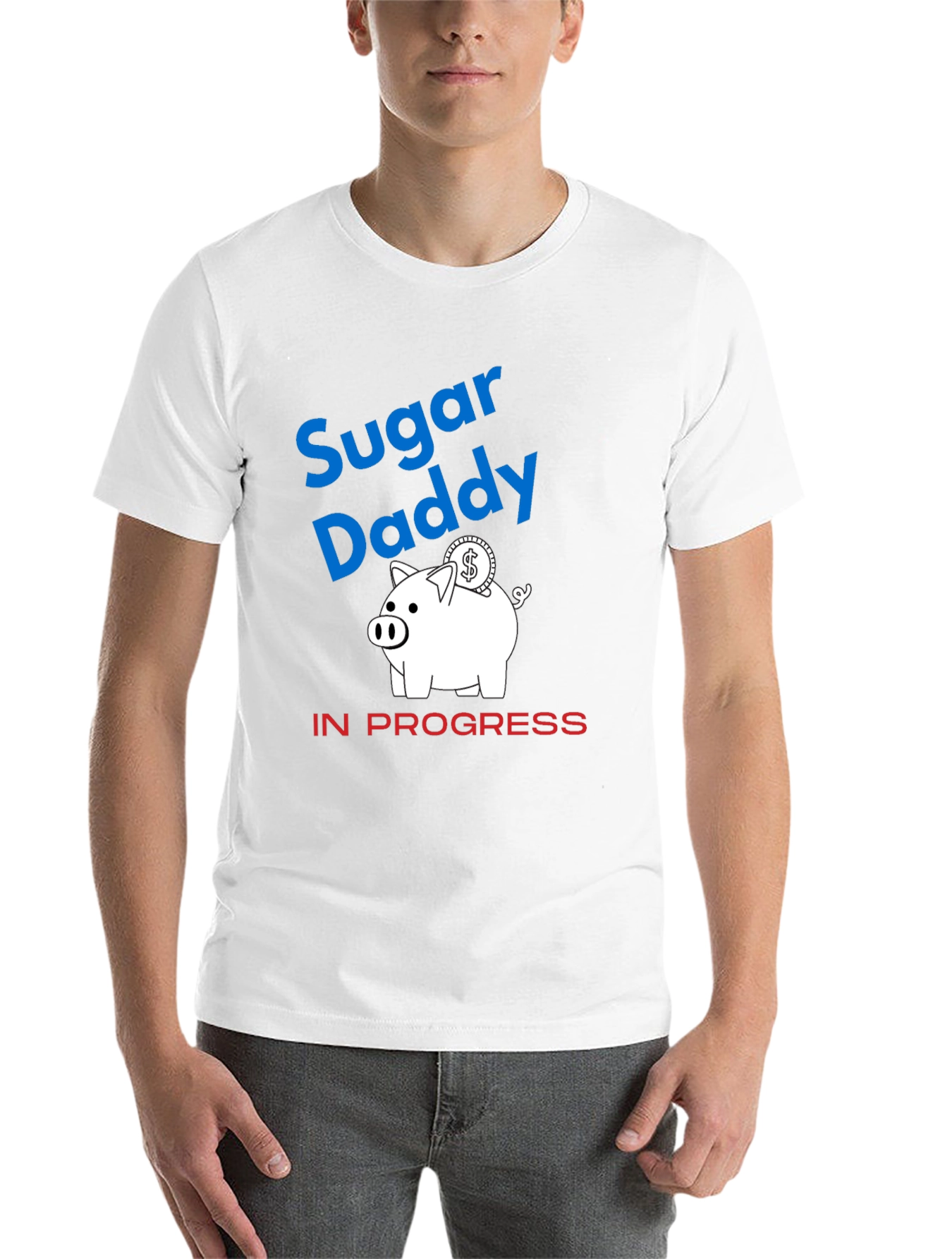 Black Sugar Daddy in Progress Piggy Bank Funny Graphic T-Shirt view 14