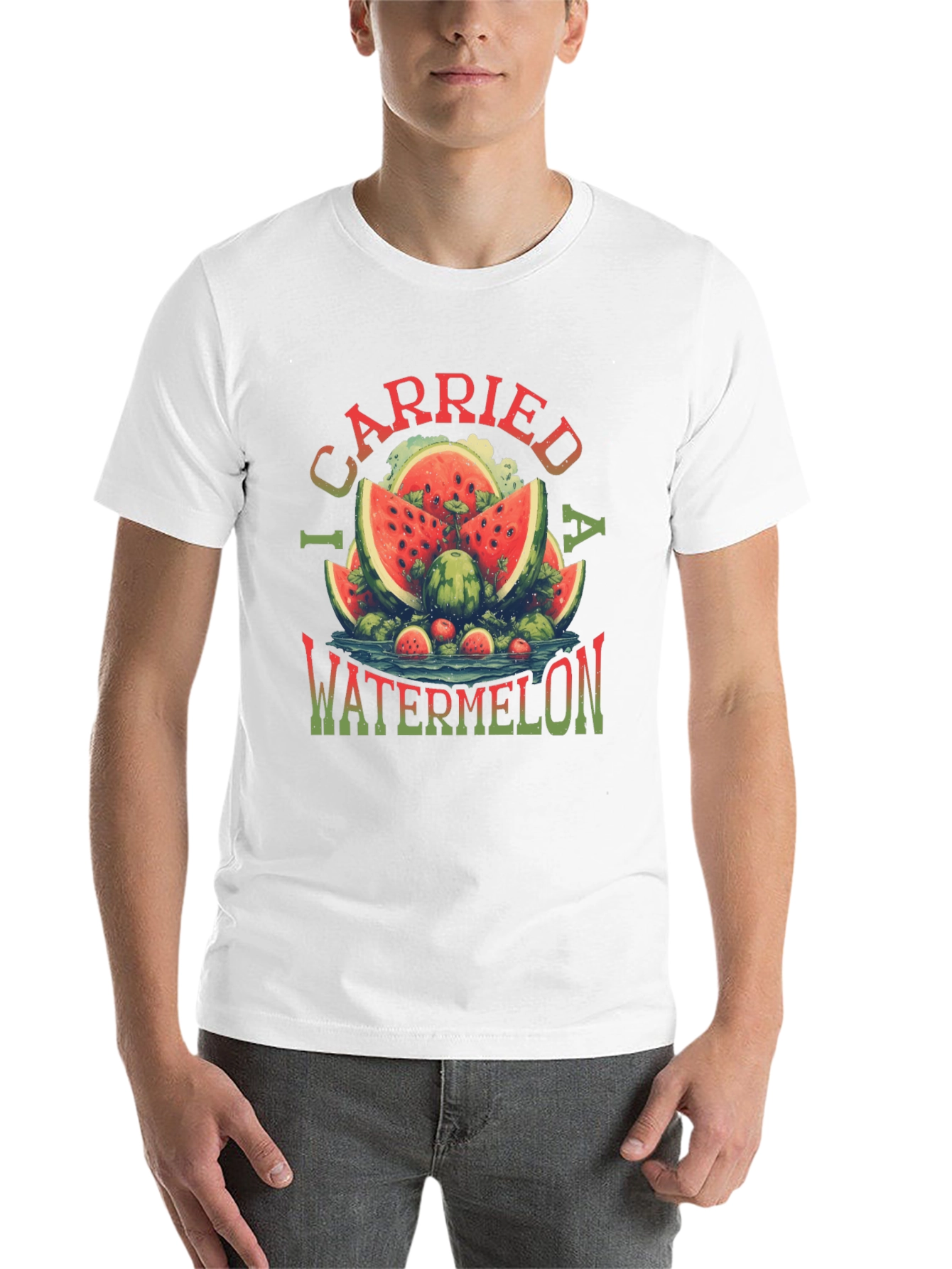 Black I Carried a Watermelon T-Shirt - Funny Summer Tee view 14