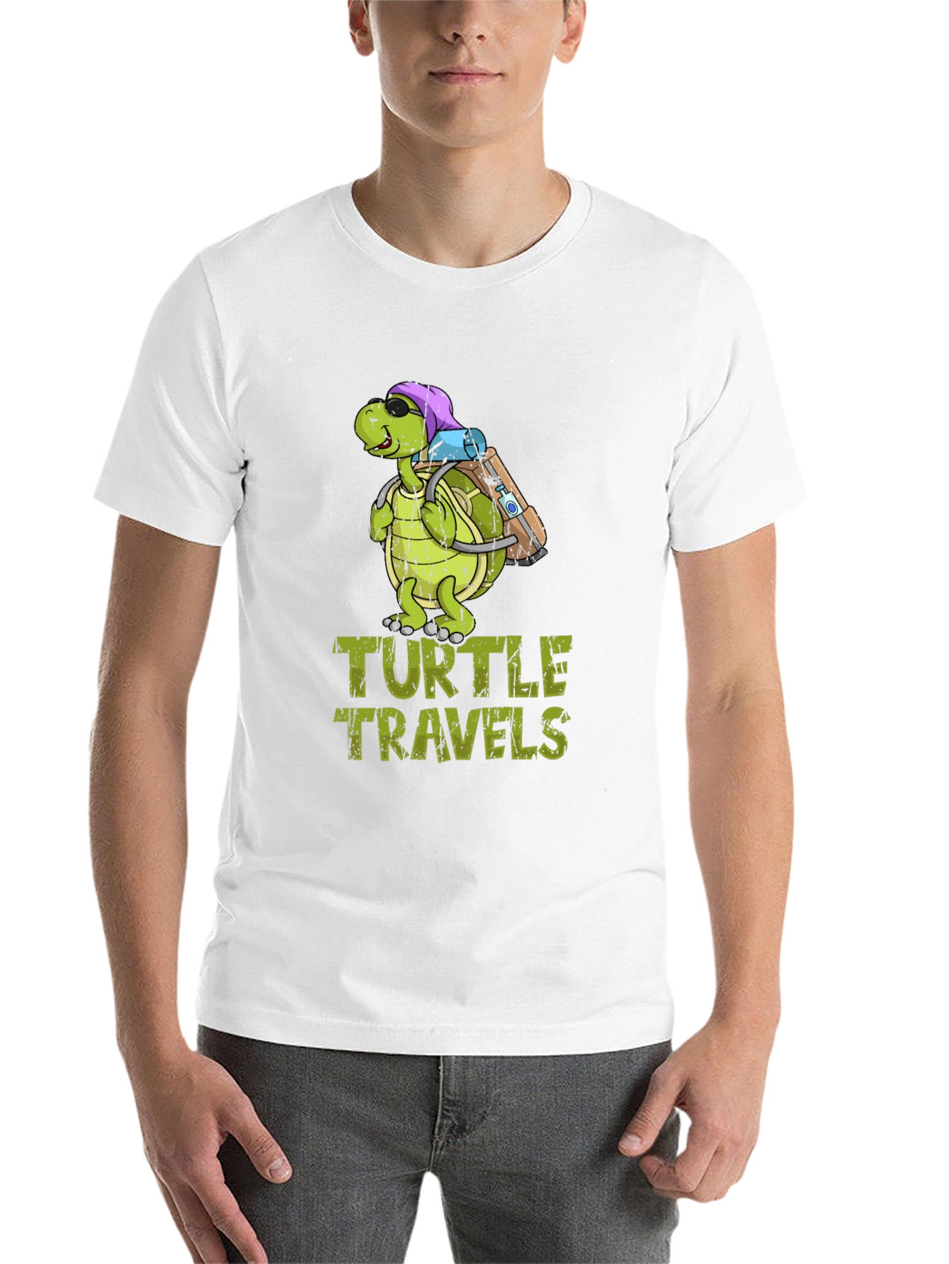 Black Turtle Travels T-Shirt, Funny Cartoon Graphic Tee view 14