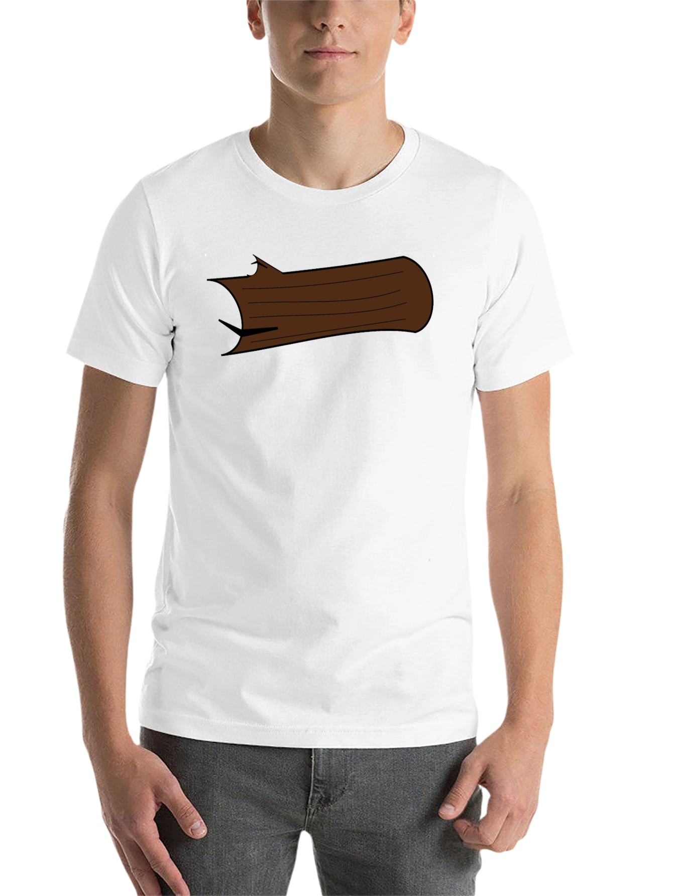 Black Cartoon Log Graphic Tee - Black Cotton T-Shirt view 14