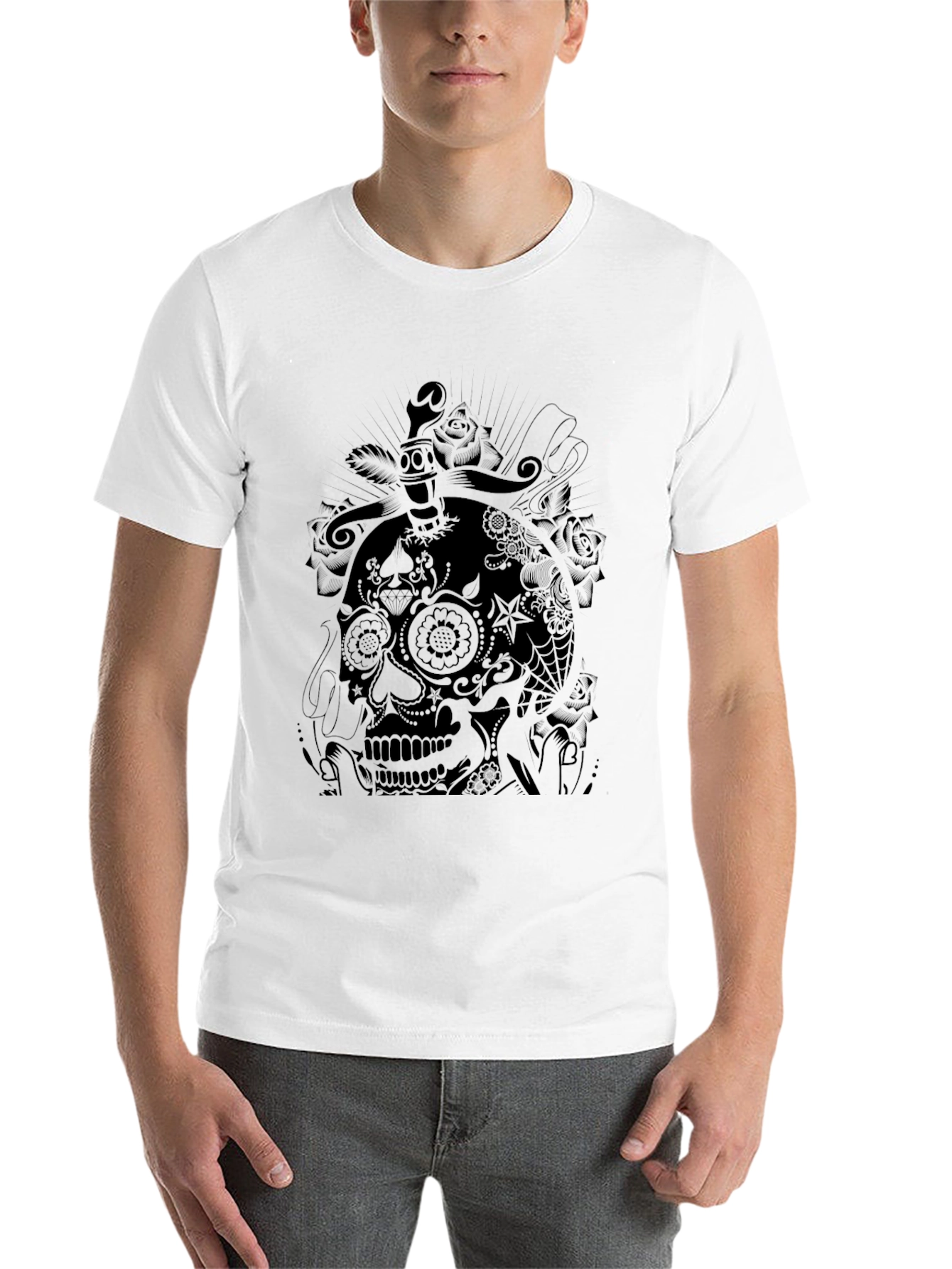 Black Skull & Dagger Graphic Tee - Black view 14
