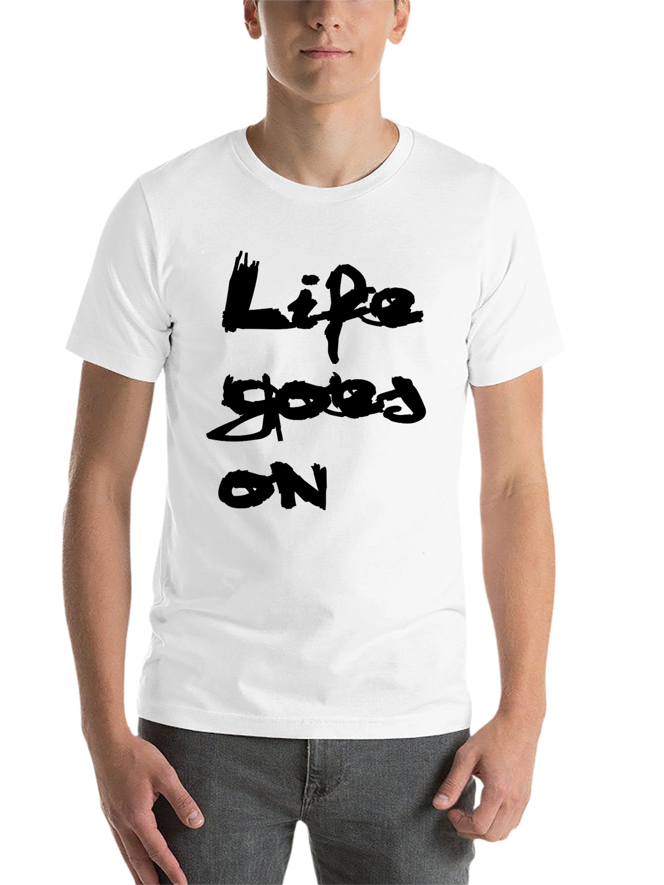 Black Life Goes On T-Shirt - Black Crew Neck Graphic Tee view 14