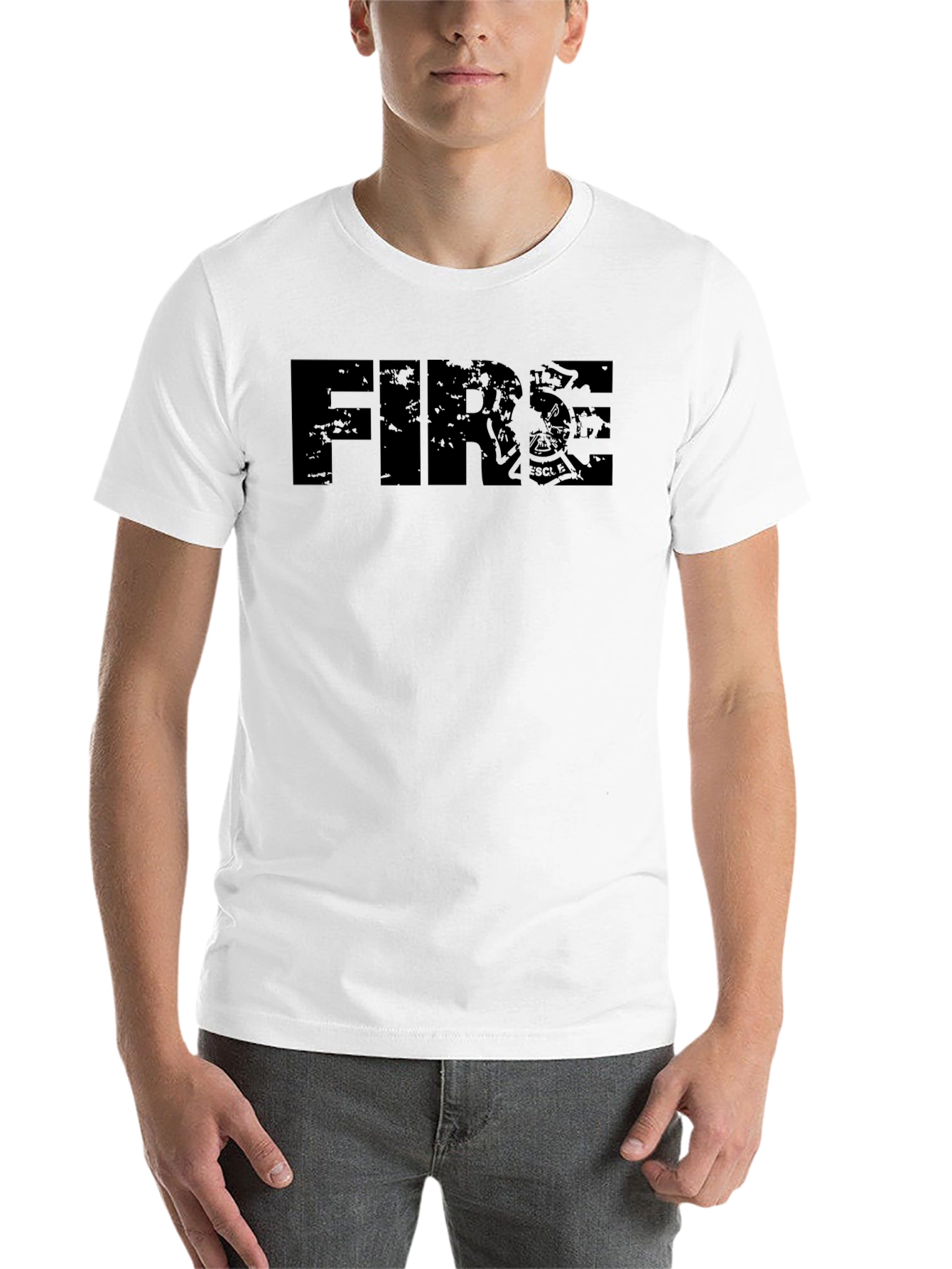 Black Distressed FIRE Graphic T-Shirt - Black view 14