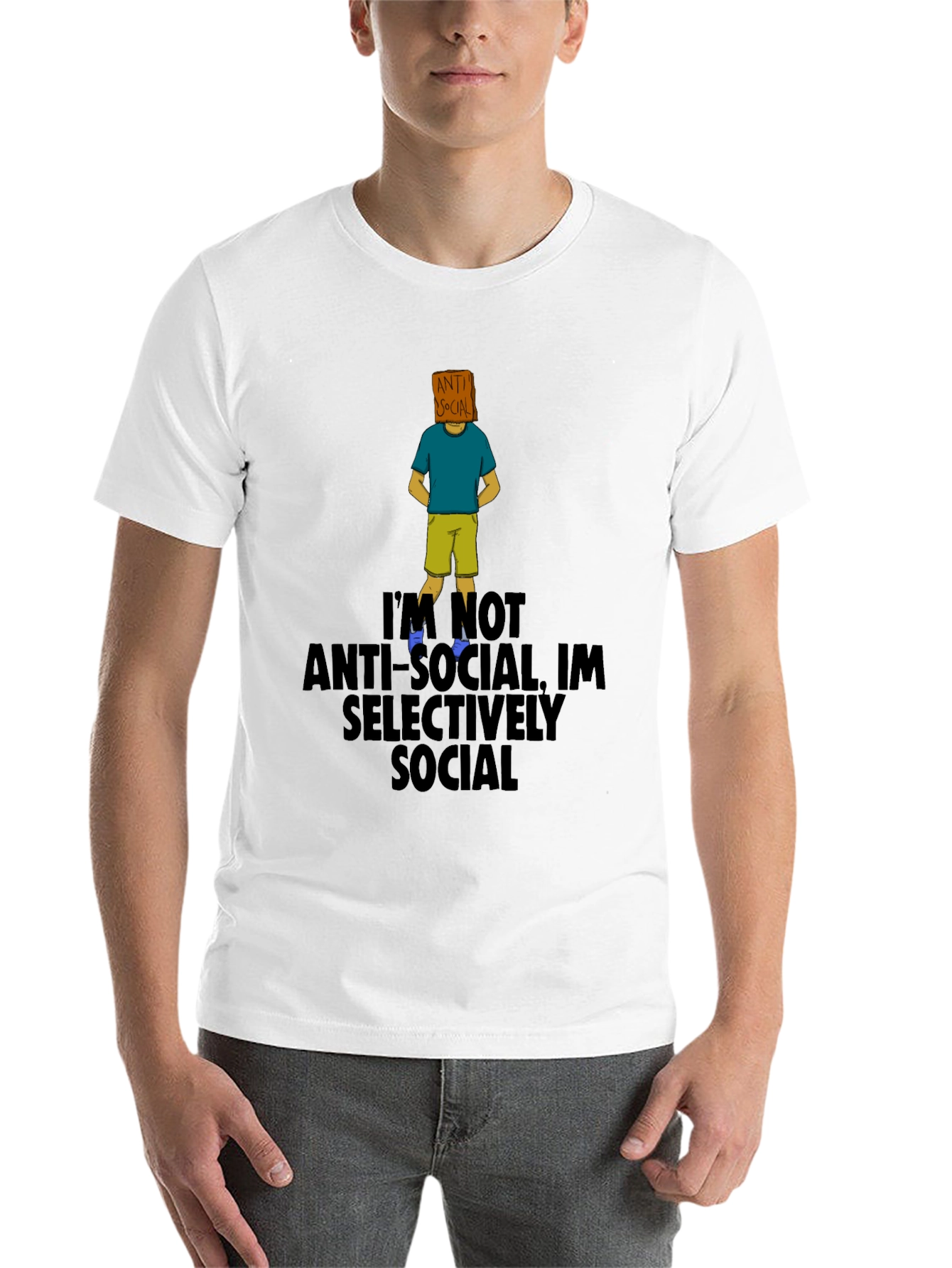 Black Anti-Social Selectively Social T-Shirt view 14