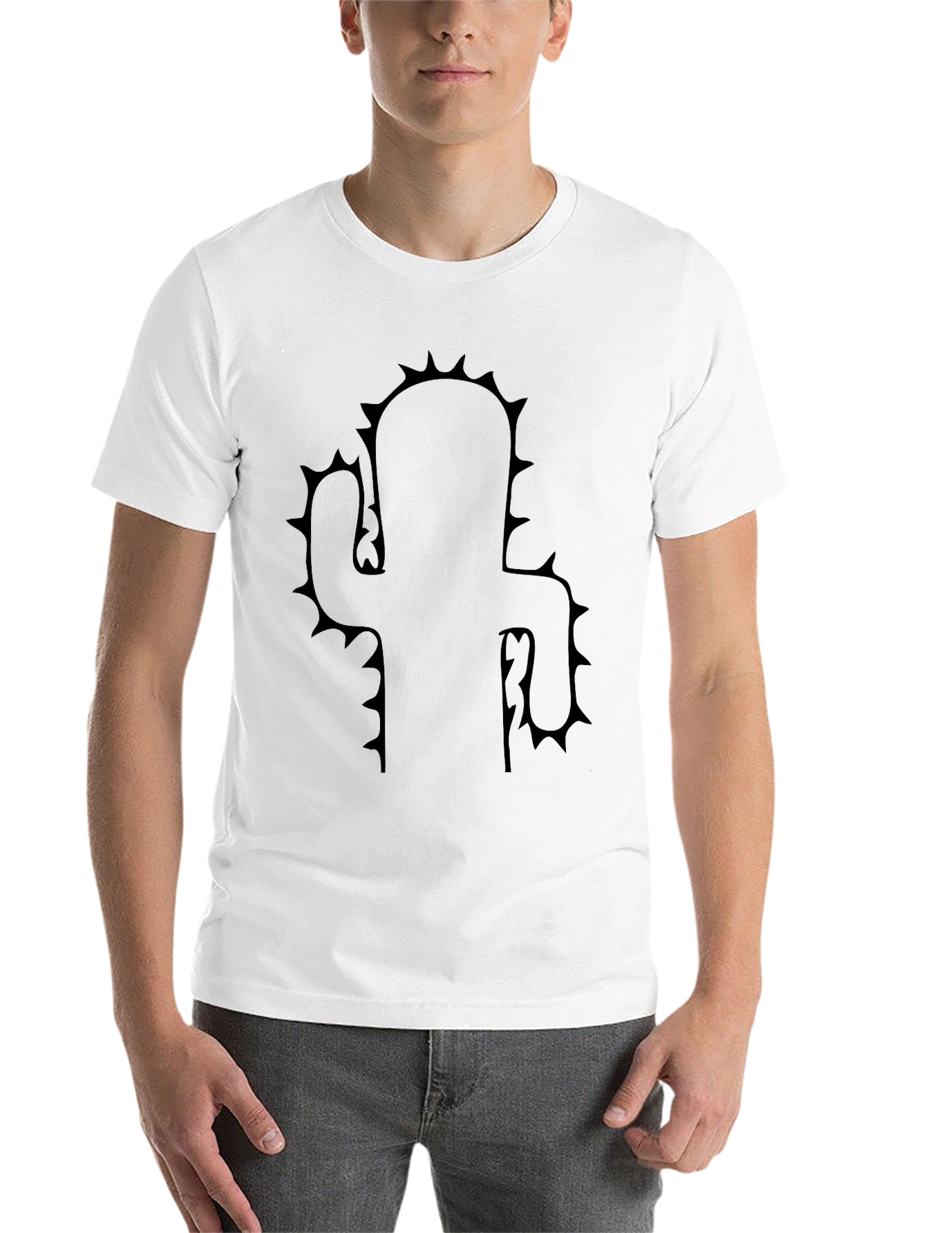 Black Cactus Silhouette Black T-Shirt view 14