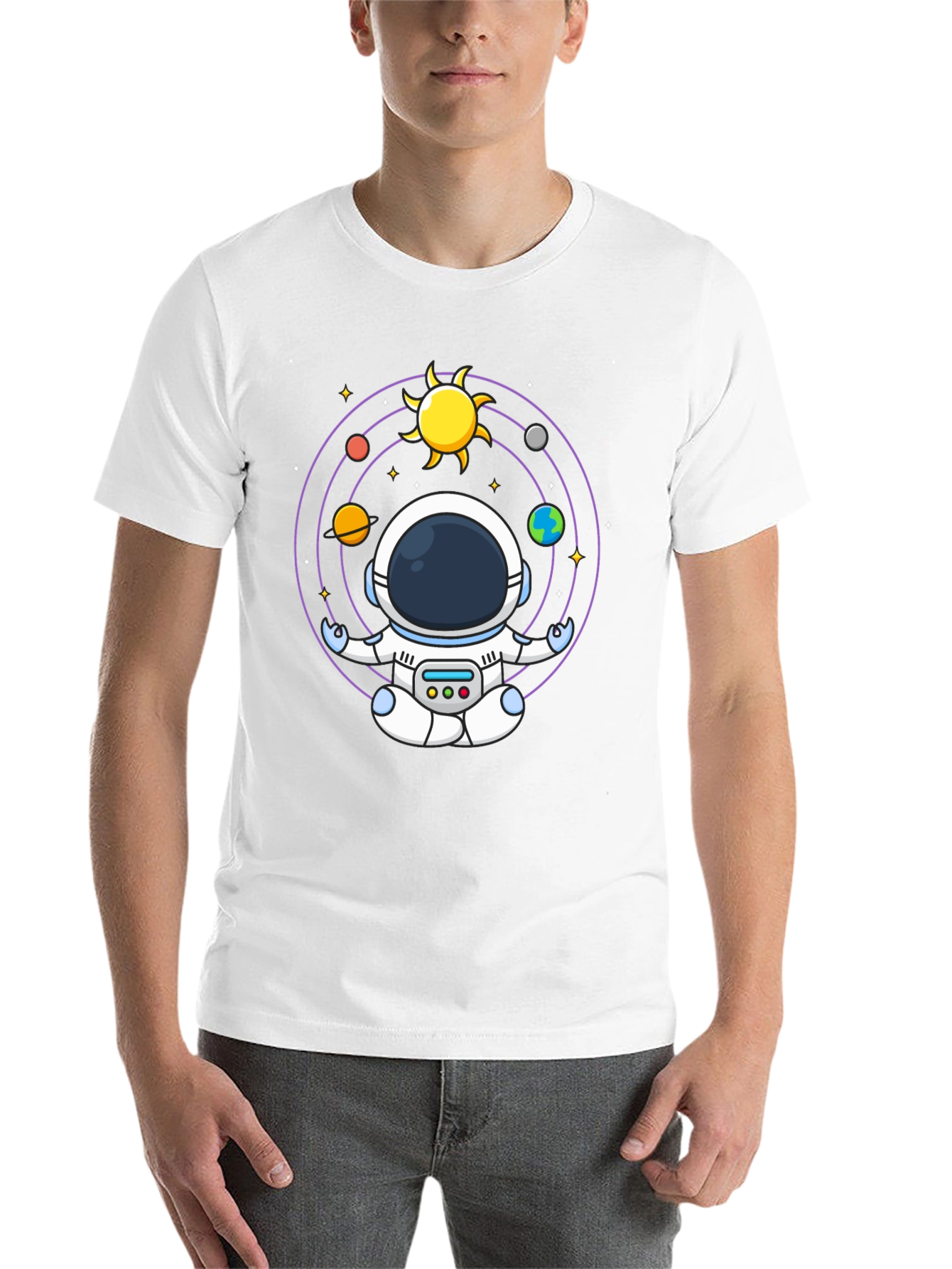 Black Astronaut Meditation T-Shirt - Black Cotton Blend view 14