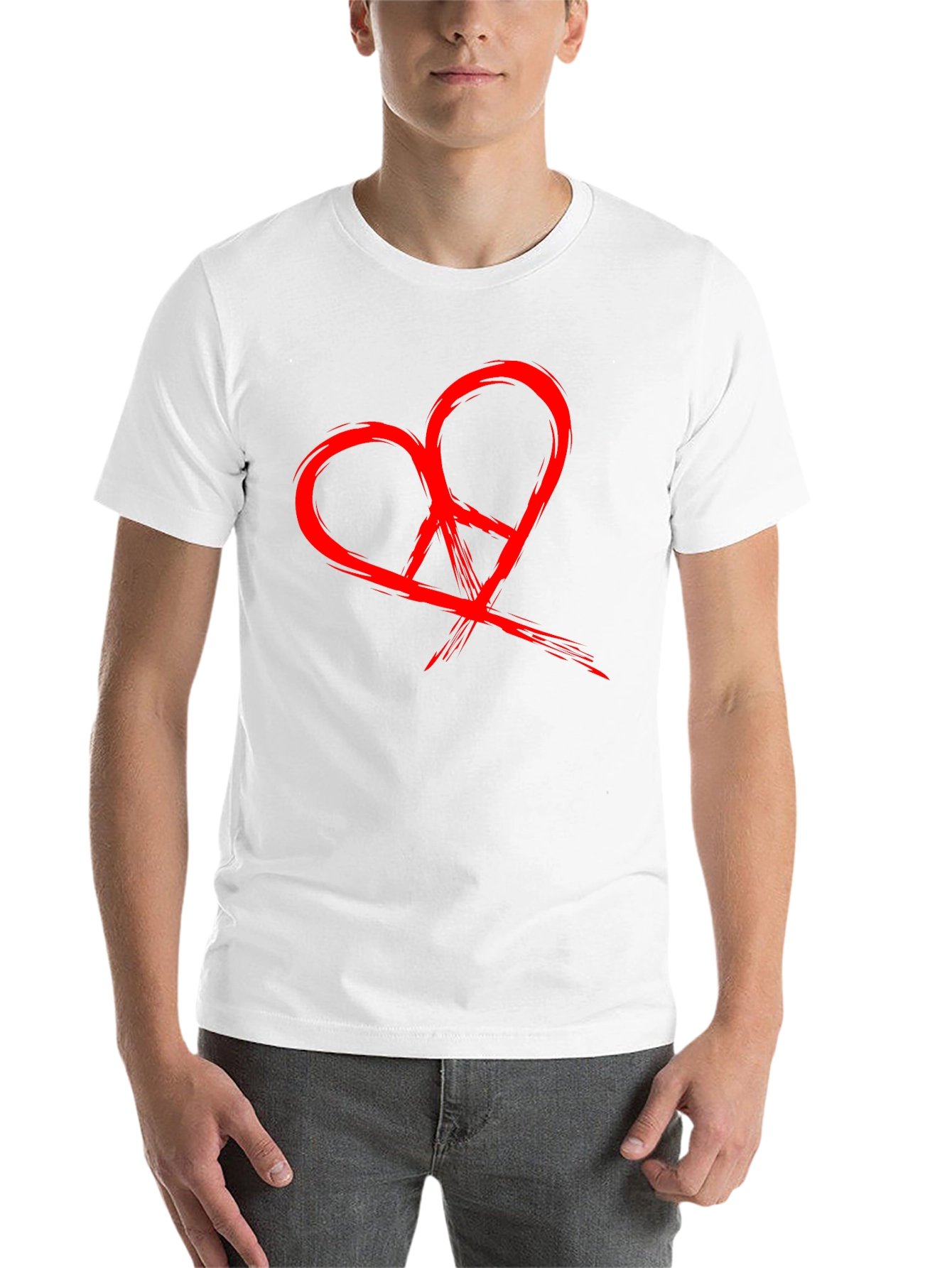 Black Heart Peace Sign Graphic Black T-Shirt view 14