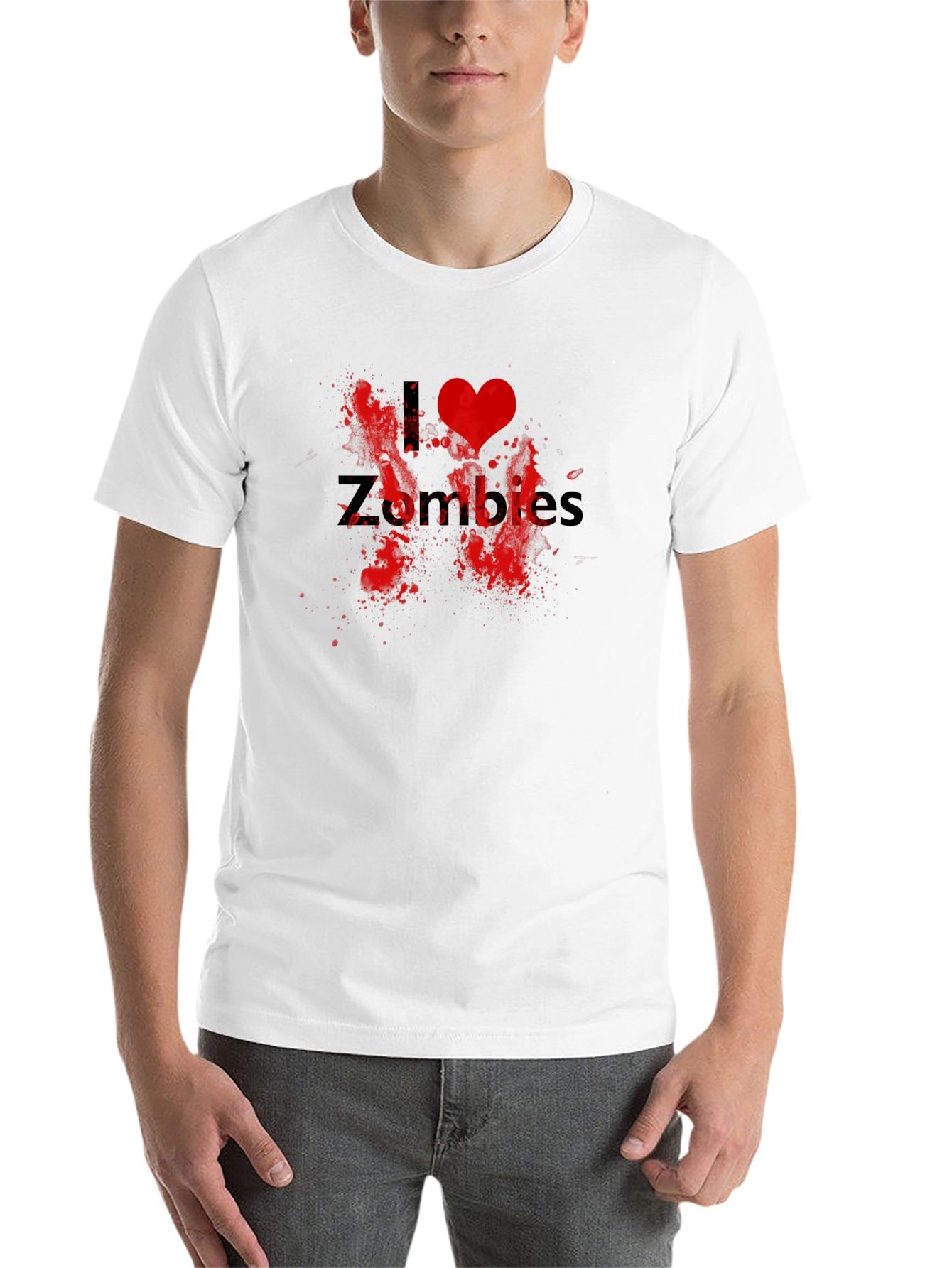 Black I Love Zombies Graphic Tee - Black Cotton T-Shirt view 14