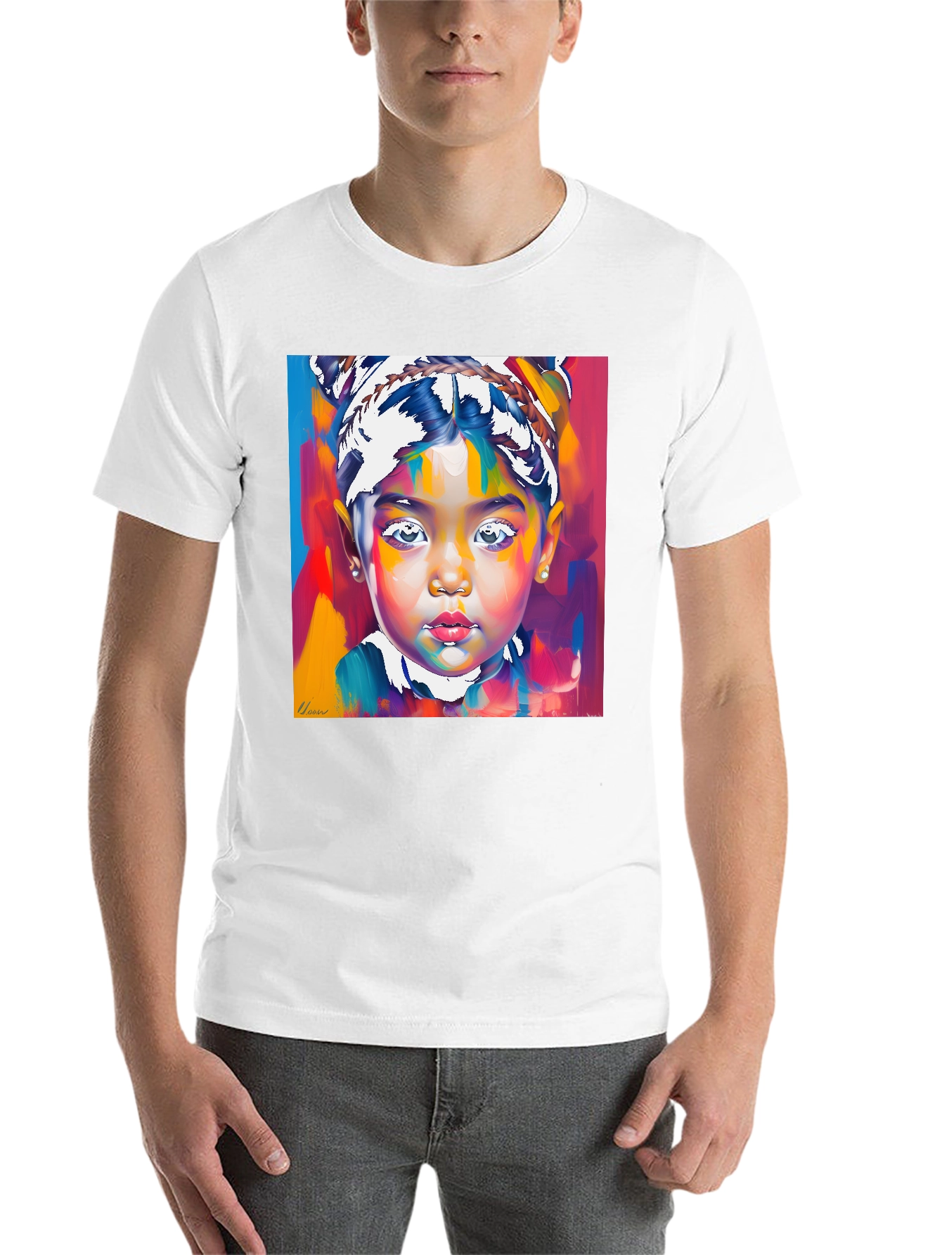 Black Artistic Child Portrait Graphic Tee - Bold & Unique view 14