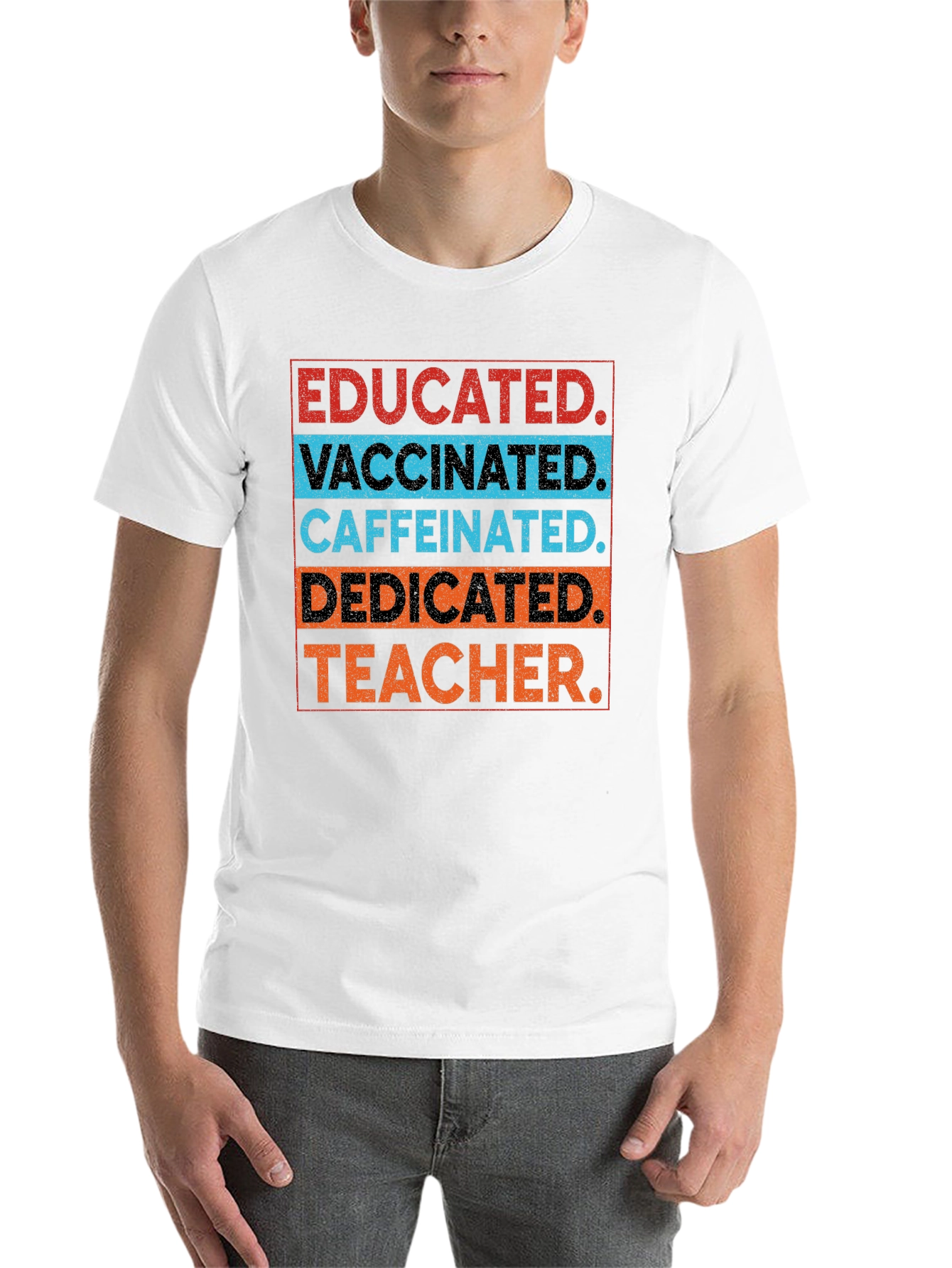 Black Educated Vaccinated Caffeinated Dedicated Teacher T-Shirt view 14