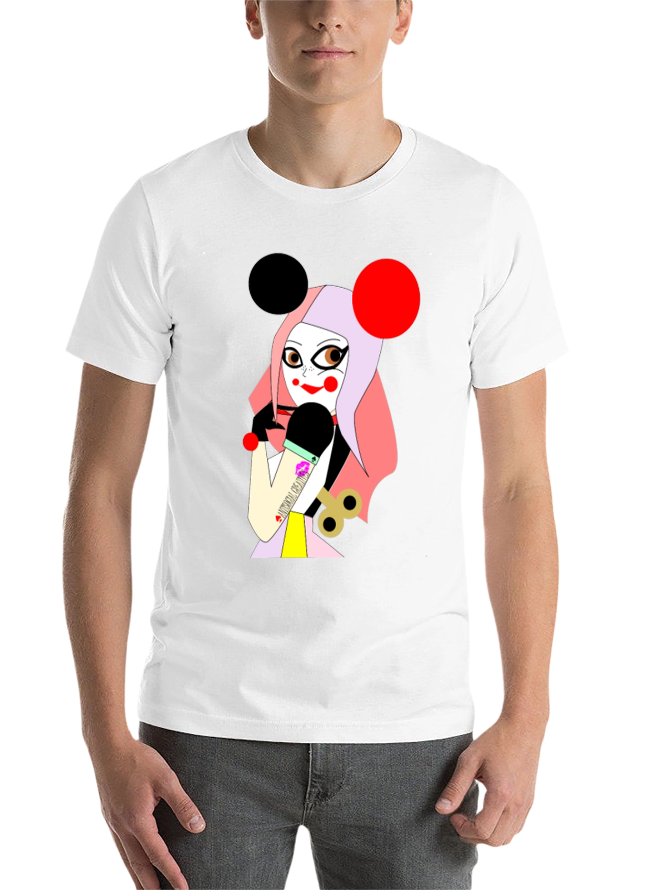 Black Unique Graphic T-Shirt: Cartoon Character view 14