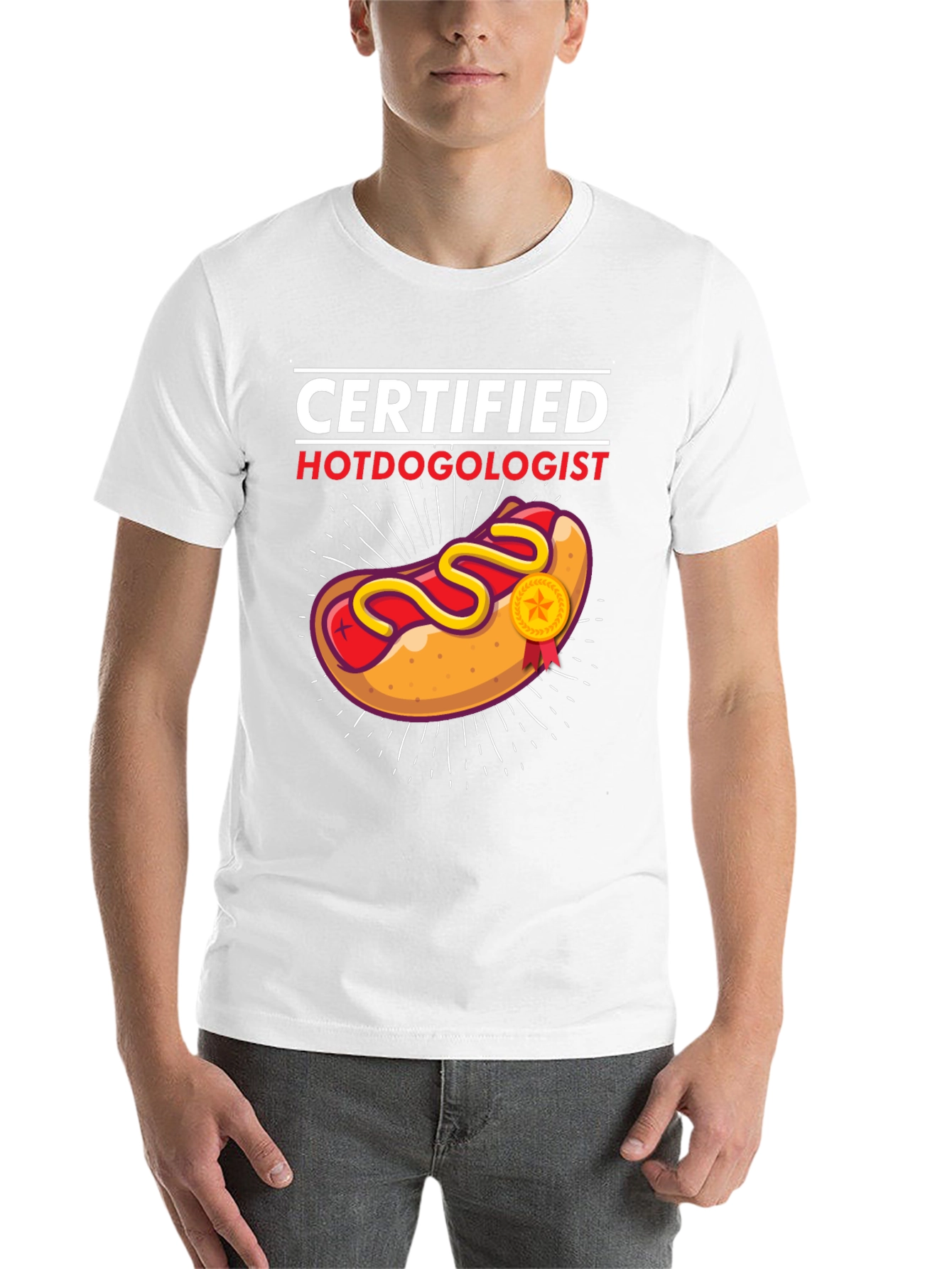 Black Certified Hotdogologist Black Graphic T-Shirt view 14
