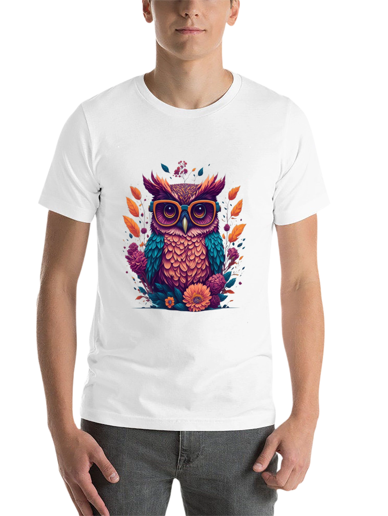 Black Owl with Glasses Graphic Tee view 14