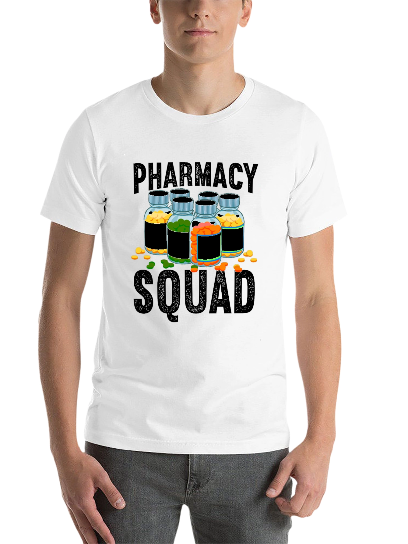 Black Pharmacy Squad T-Shirt - Pill Bottles Design view 14