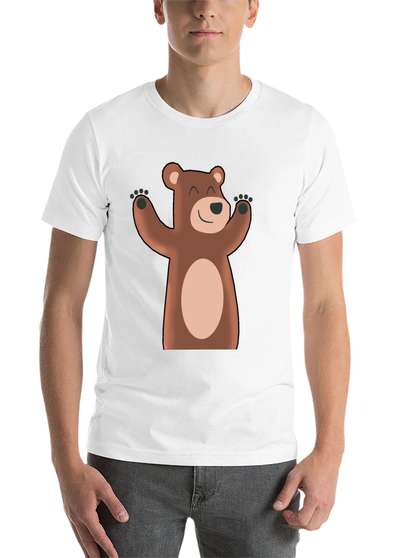 Black Cute Cartoon Bear Black T-Shirt view 14
