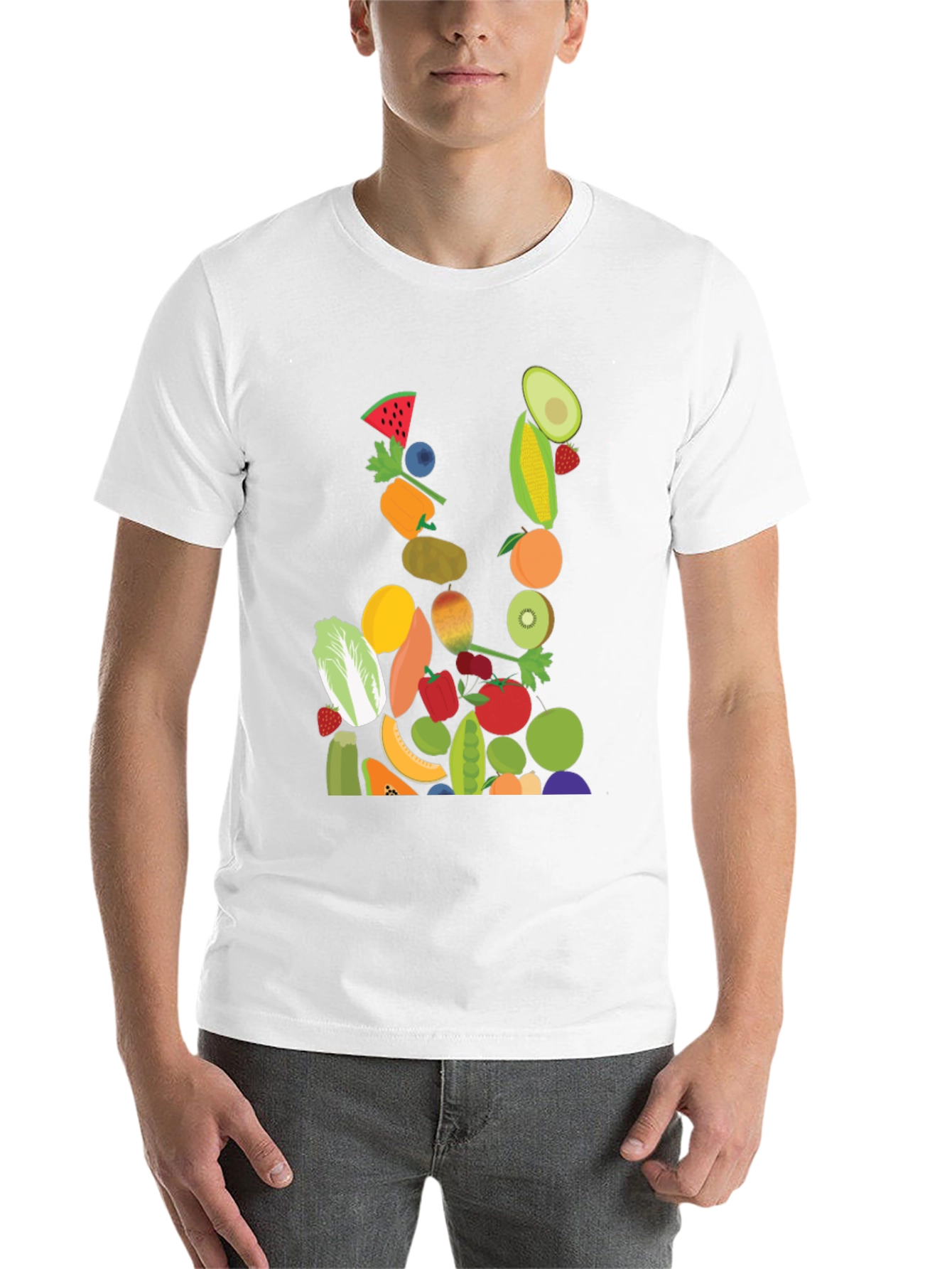 Fruit & Veggie Print Black T-Shirt - 14