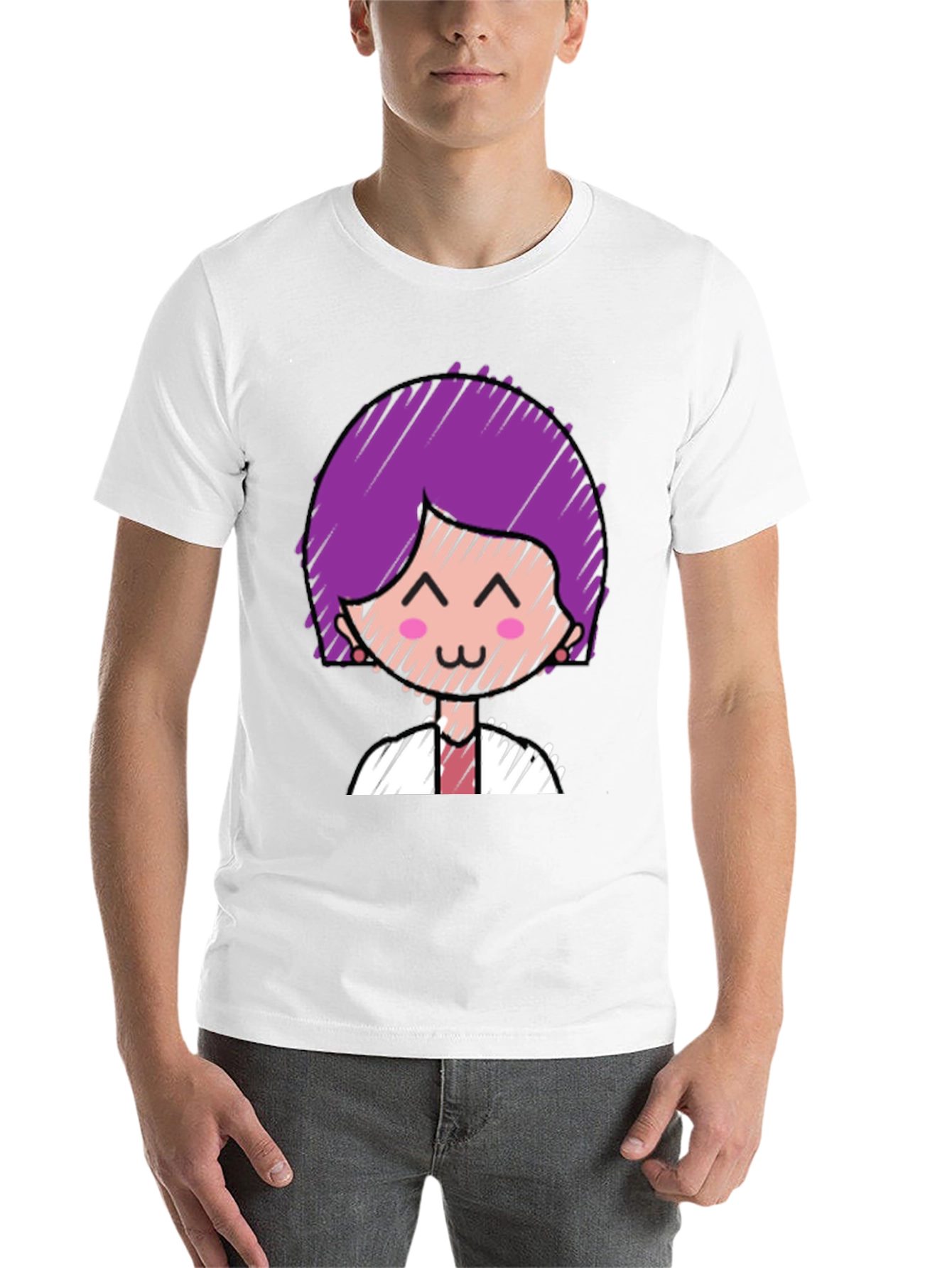 Black Cute Character Graphic Tee - Black Cotton Blend view 14