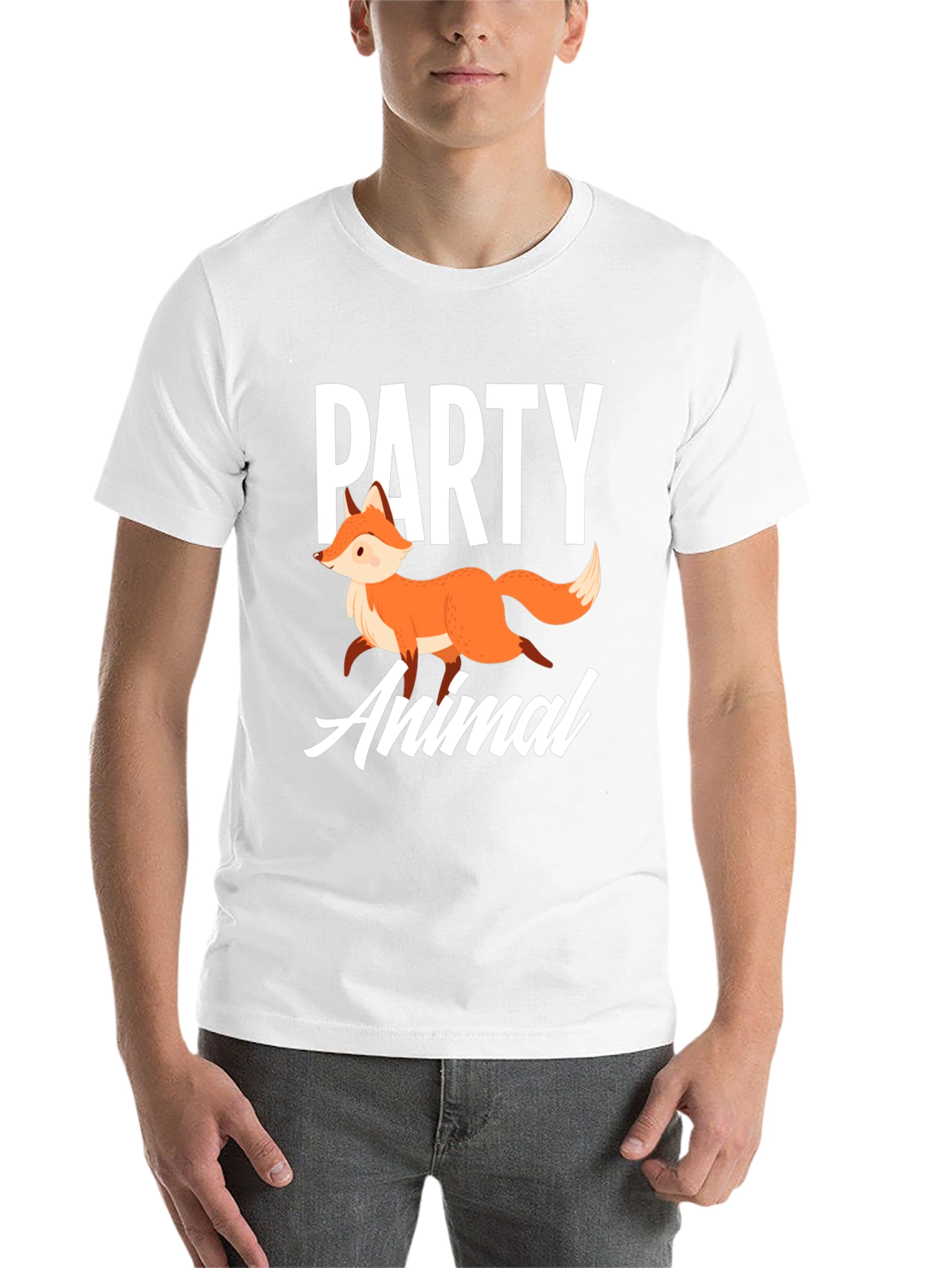 Black Party Animal Fox Graphic T-Shirt - Unisex view 14