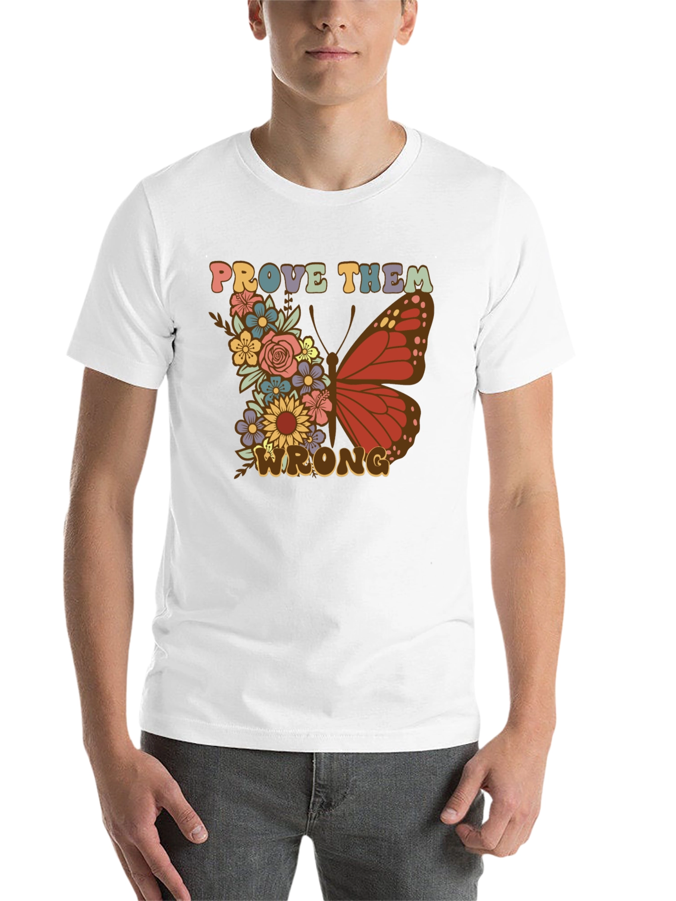 Black Floral Butterfly Prove Them Wrong Graphic Tee view 14
