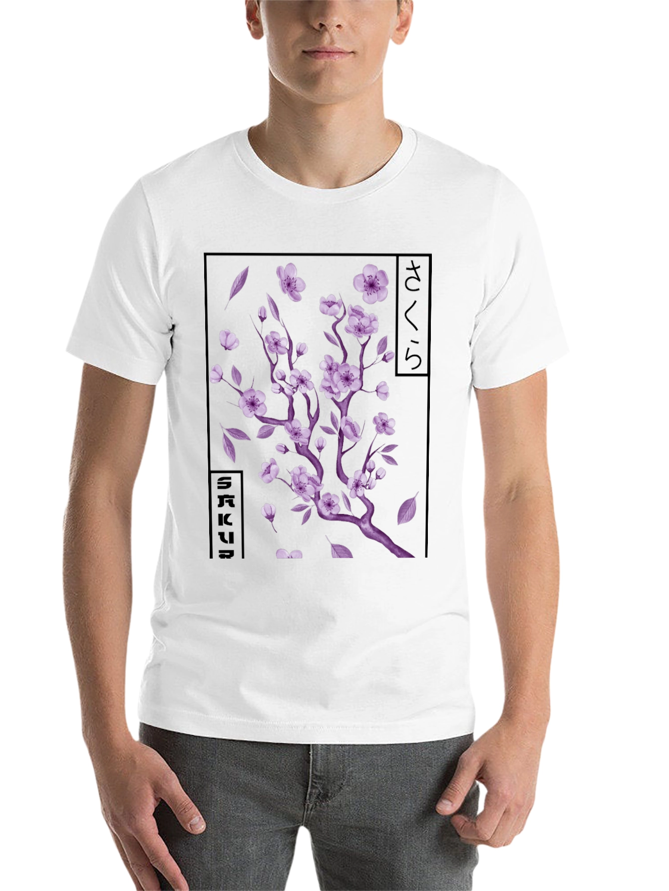 Black Sakura Blossom Graphic T-Shirt - Japanese Cherry Tree view 14
