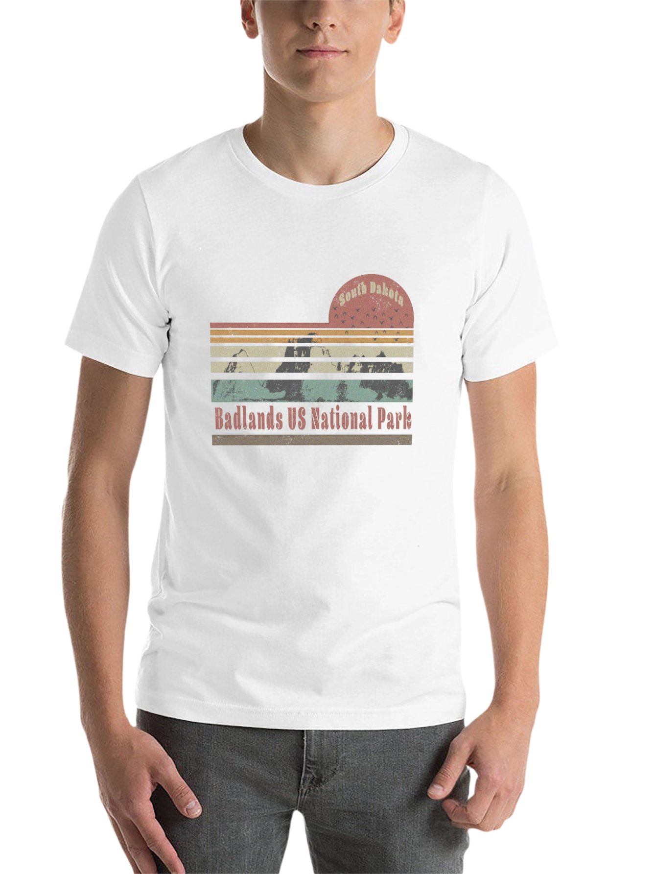 Black South Dakota Badlands National Park Retro T-Shirt view 14