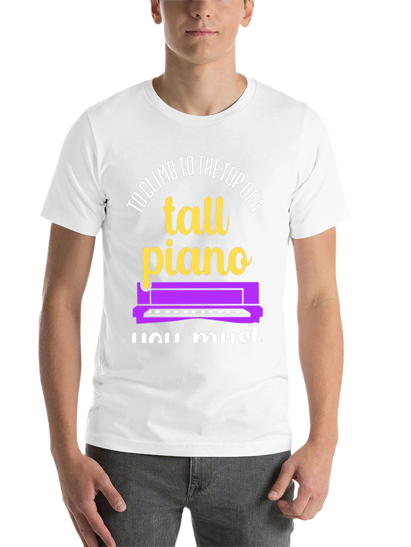 Black Tall Piano Graphic Tee - Musician's Novelty Shirt view 14