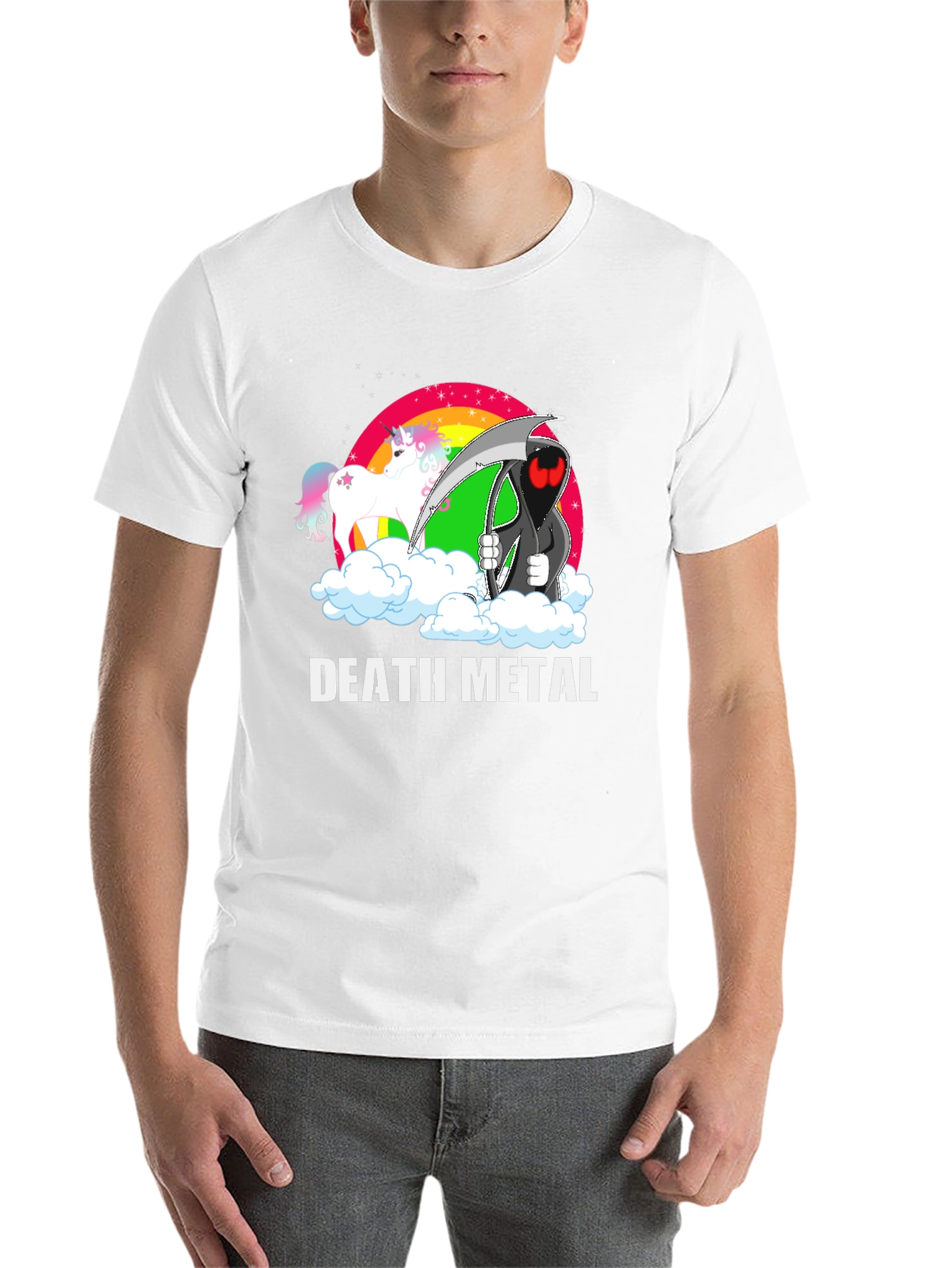 Black Death Metal Unicorn Graphic T-Shirt view 14